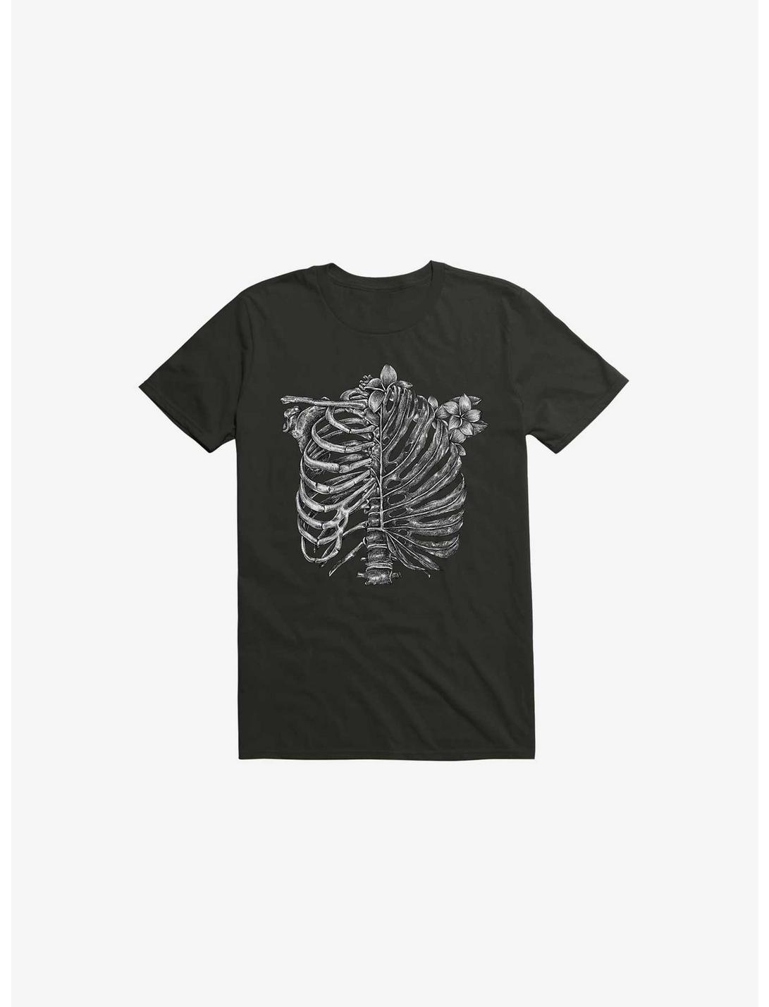 Skeleton Rib Tropical Black T-Shirt, BLACK, hi-res
