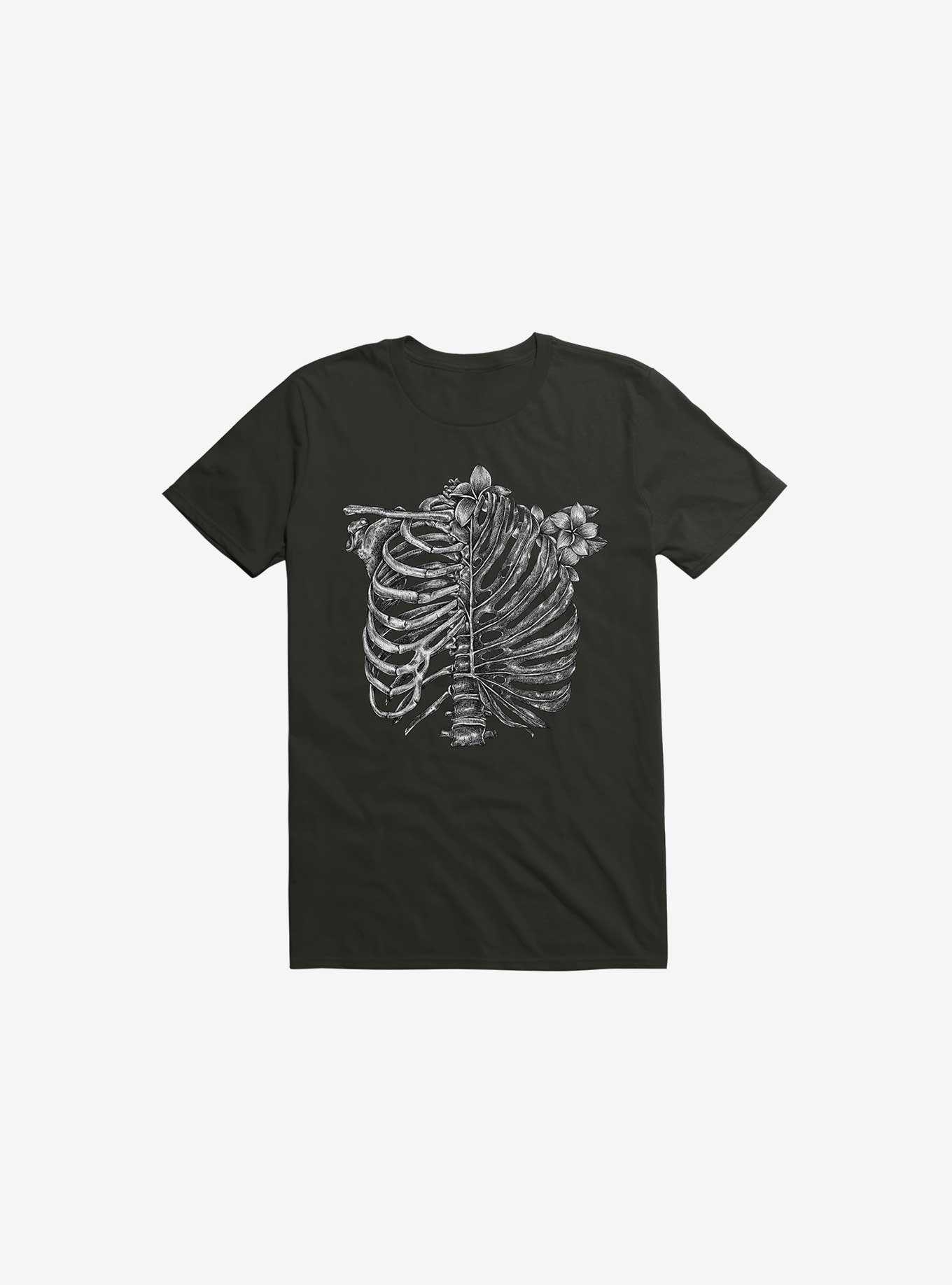 Skeleton Rib Tropical Black T-Shirt, , hi-res
