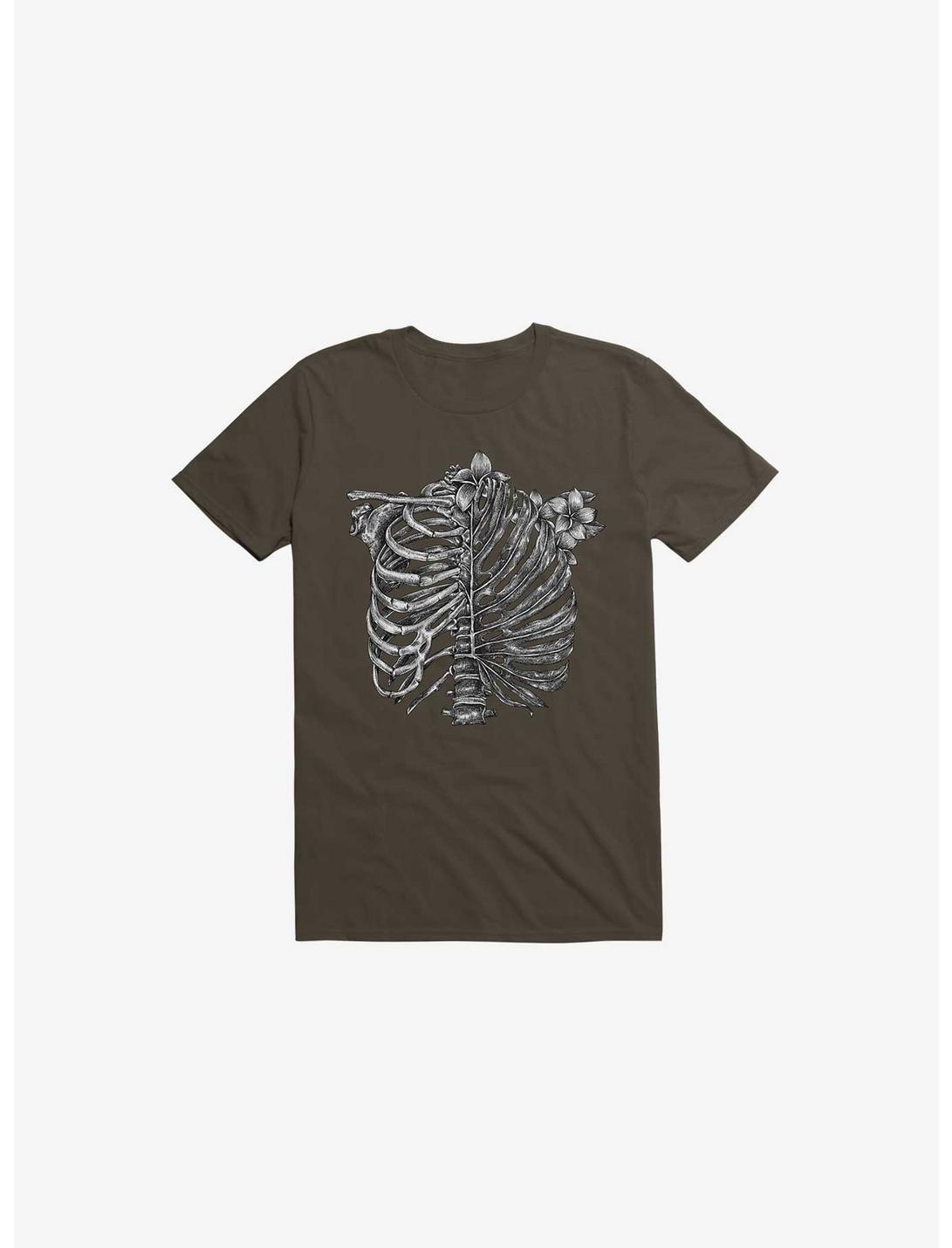 Skeleton Rib Tropical Brown T-Shirt, BROWN, hi-res