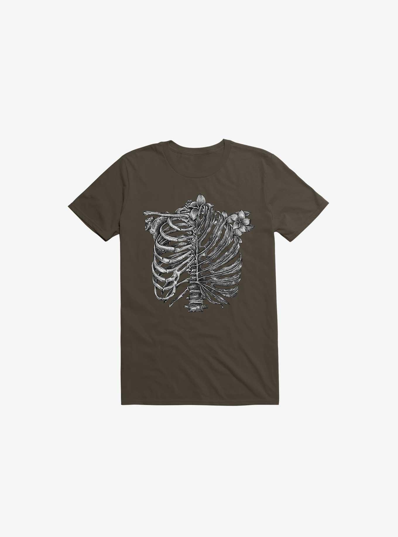 Skeleton Rib Tropical Brown T-Shirt, , hi-res