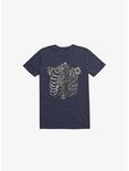 Skeleton Rib Tropical Navy Blue T-Shirt, NAVY, hi-res