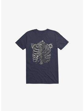 Skeleton Rib Tropical Navy Blue T-Shirt, , hi-res