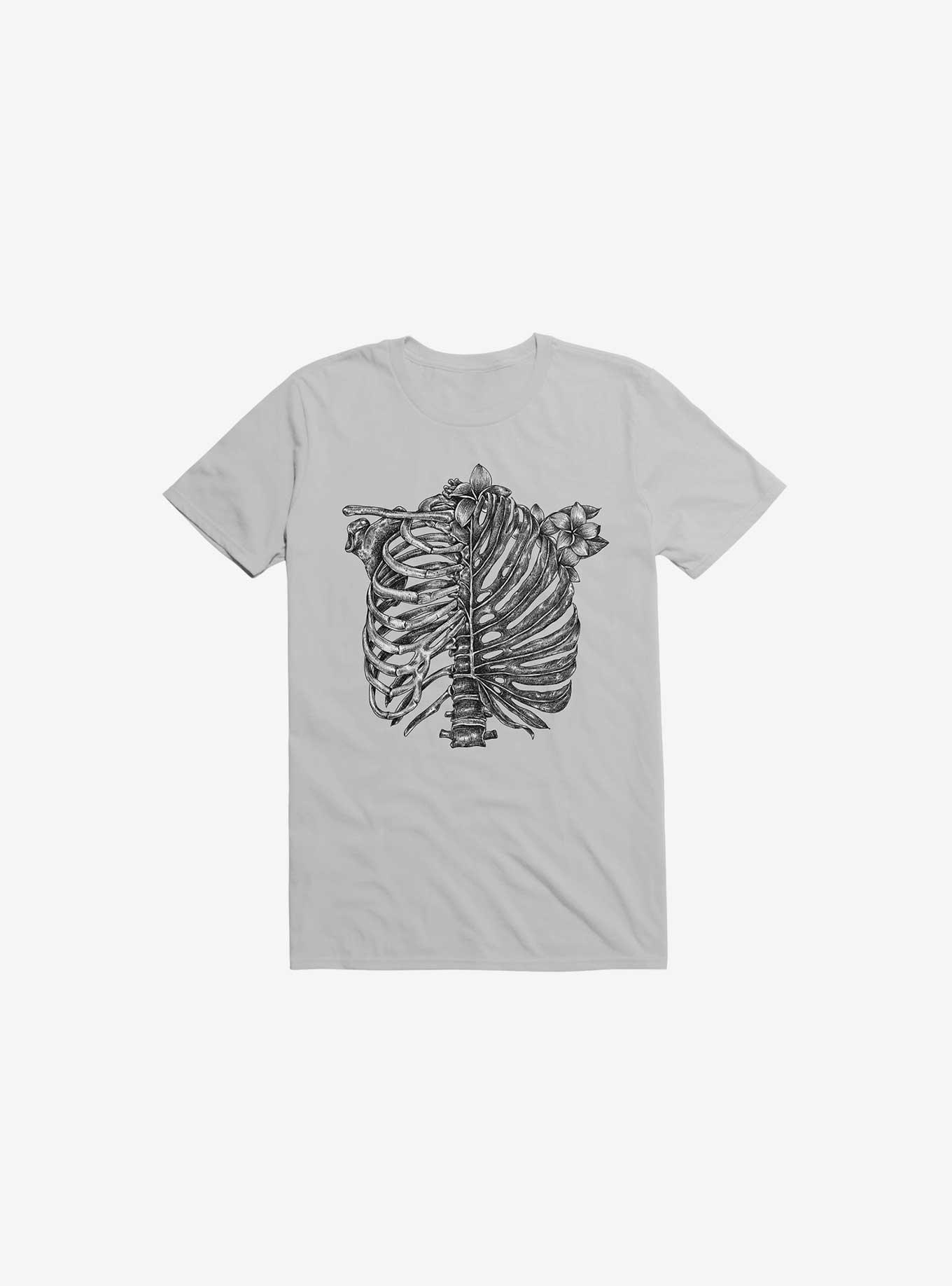 Skeleton Rib Tropical Ice Grey T-Shirt, ICE GREY, hi-res