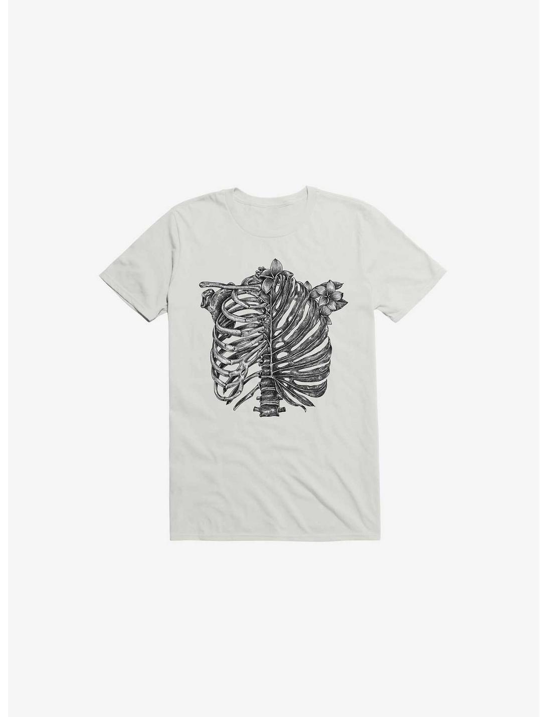 Skeleton Rib Tropical White T-Shirt, WHITE, hi-res