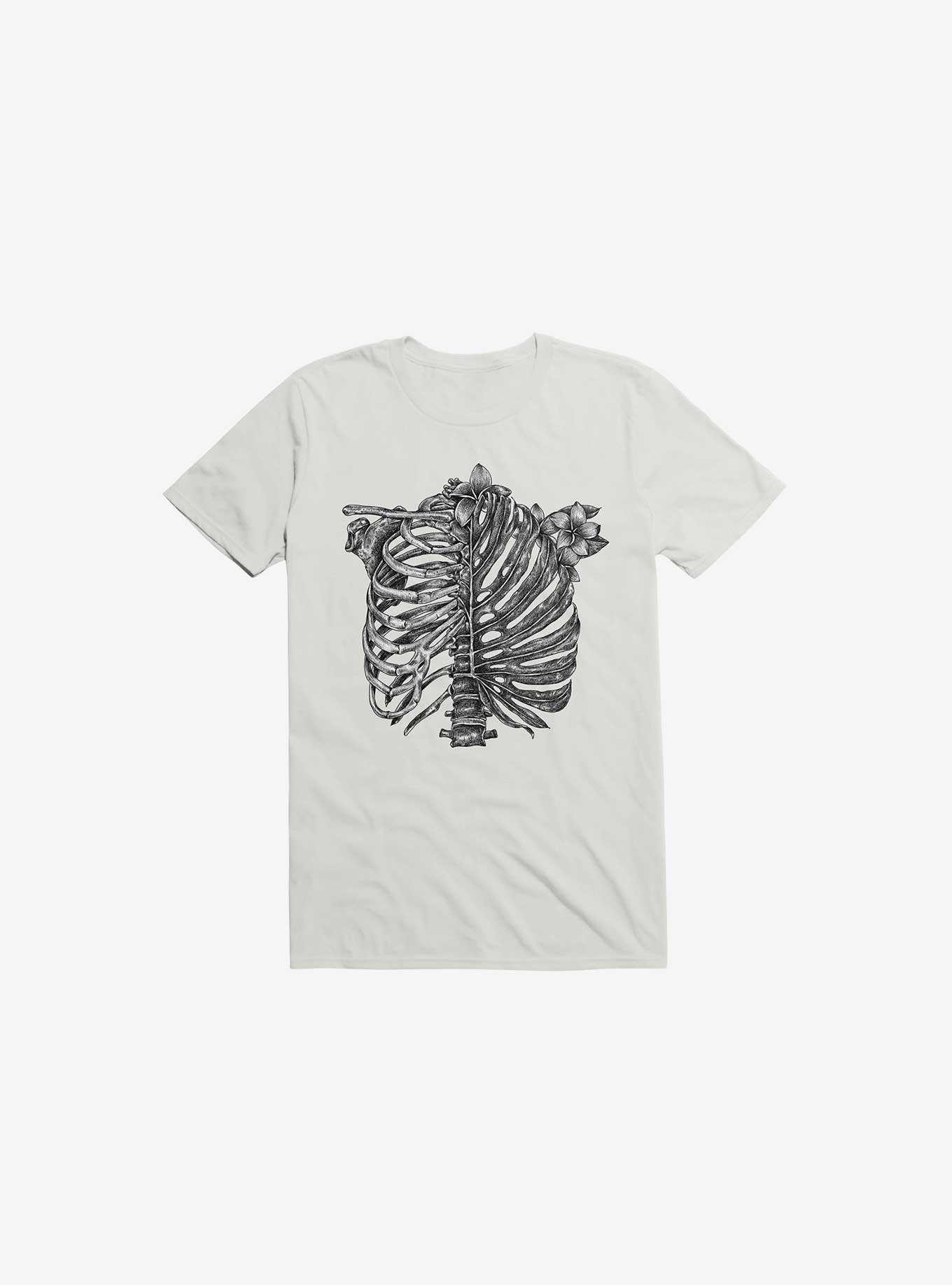 Skeleton Rib Tropical White T-Shirt, , hi-res