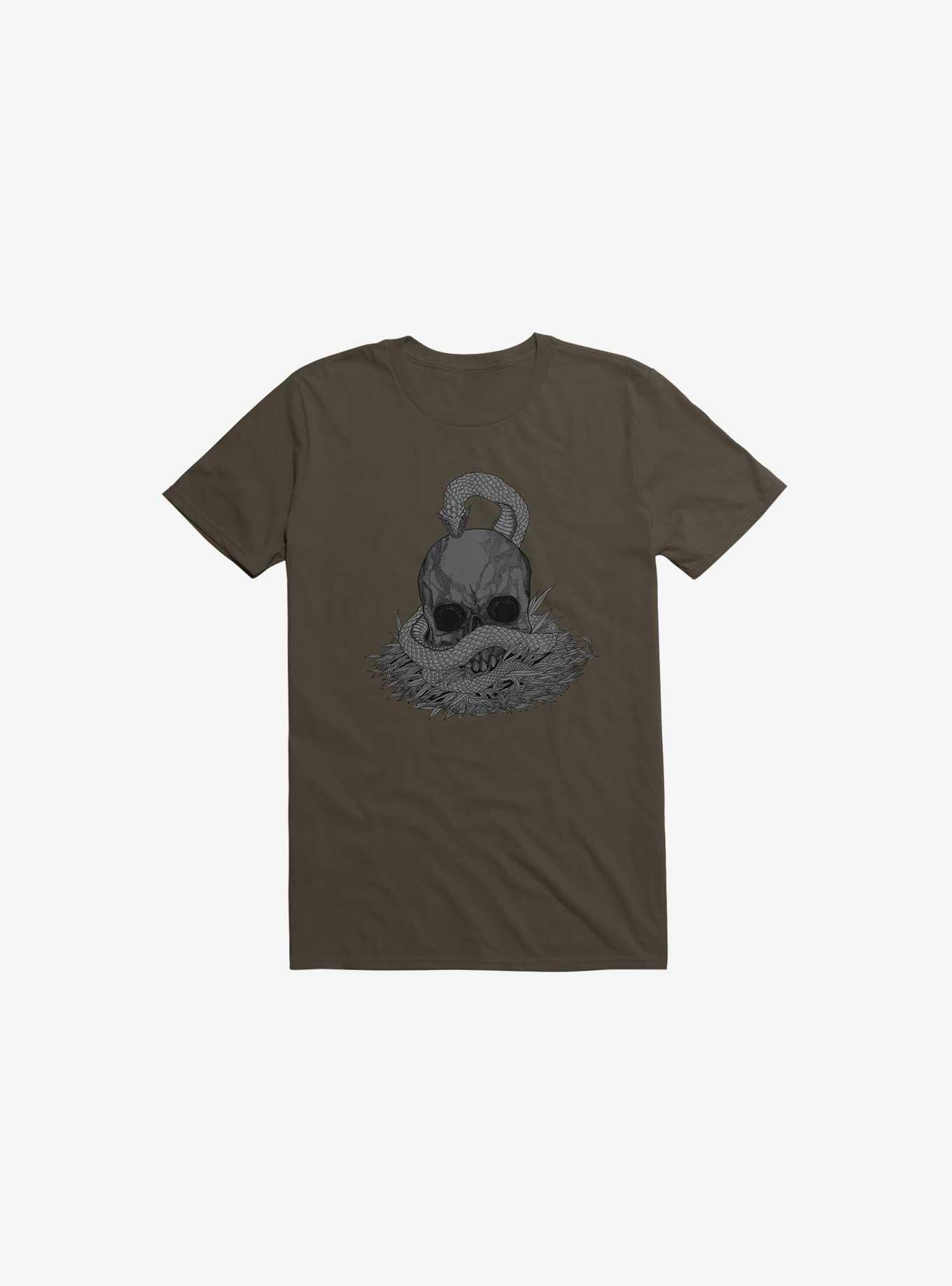 Snake & Skull Brown T-Shirt, BROWN, hi-res