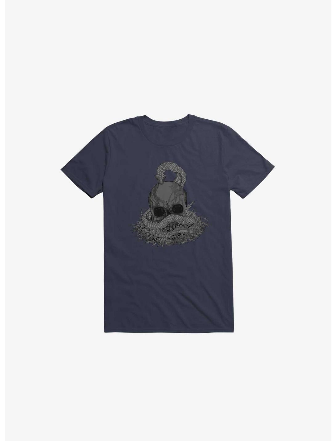 Snake & Skull Navy Blue T-Shirt, NAVY, hi-res