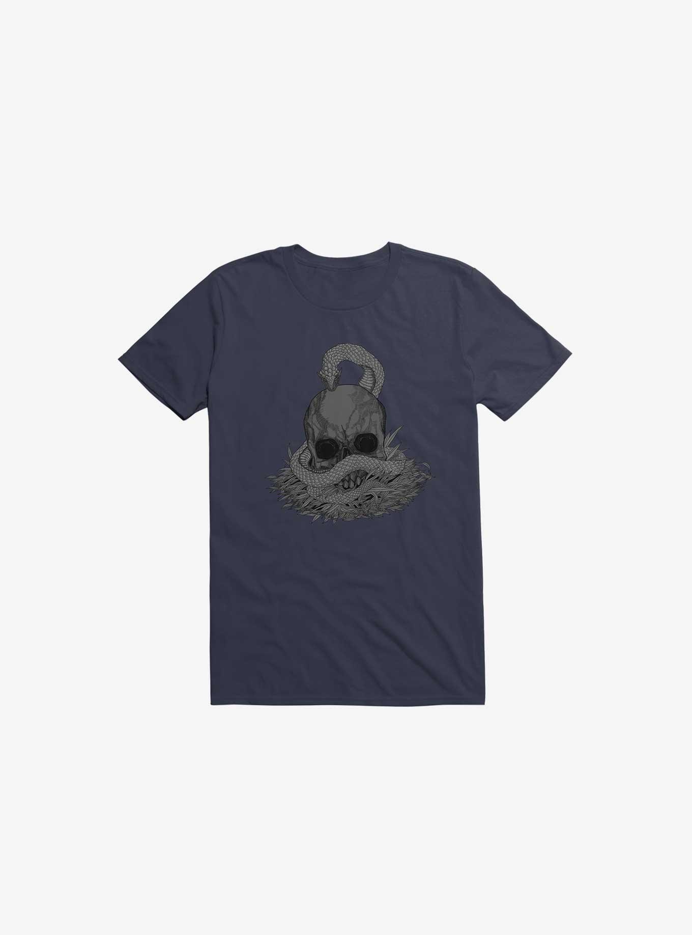 Snake & Skull Navy Blue T-Shirt, , hi-res