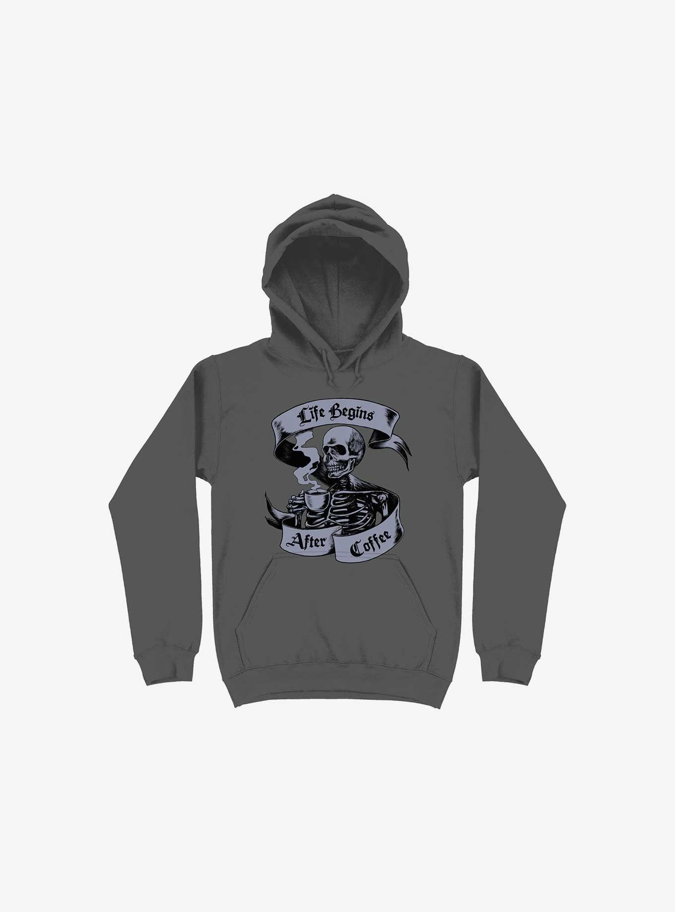 Beans & Bones Coffee Skeleton Asphalt Grey Hoodie, ASPHALT, hi-res