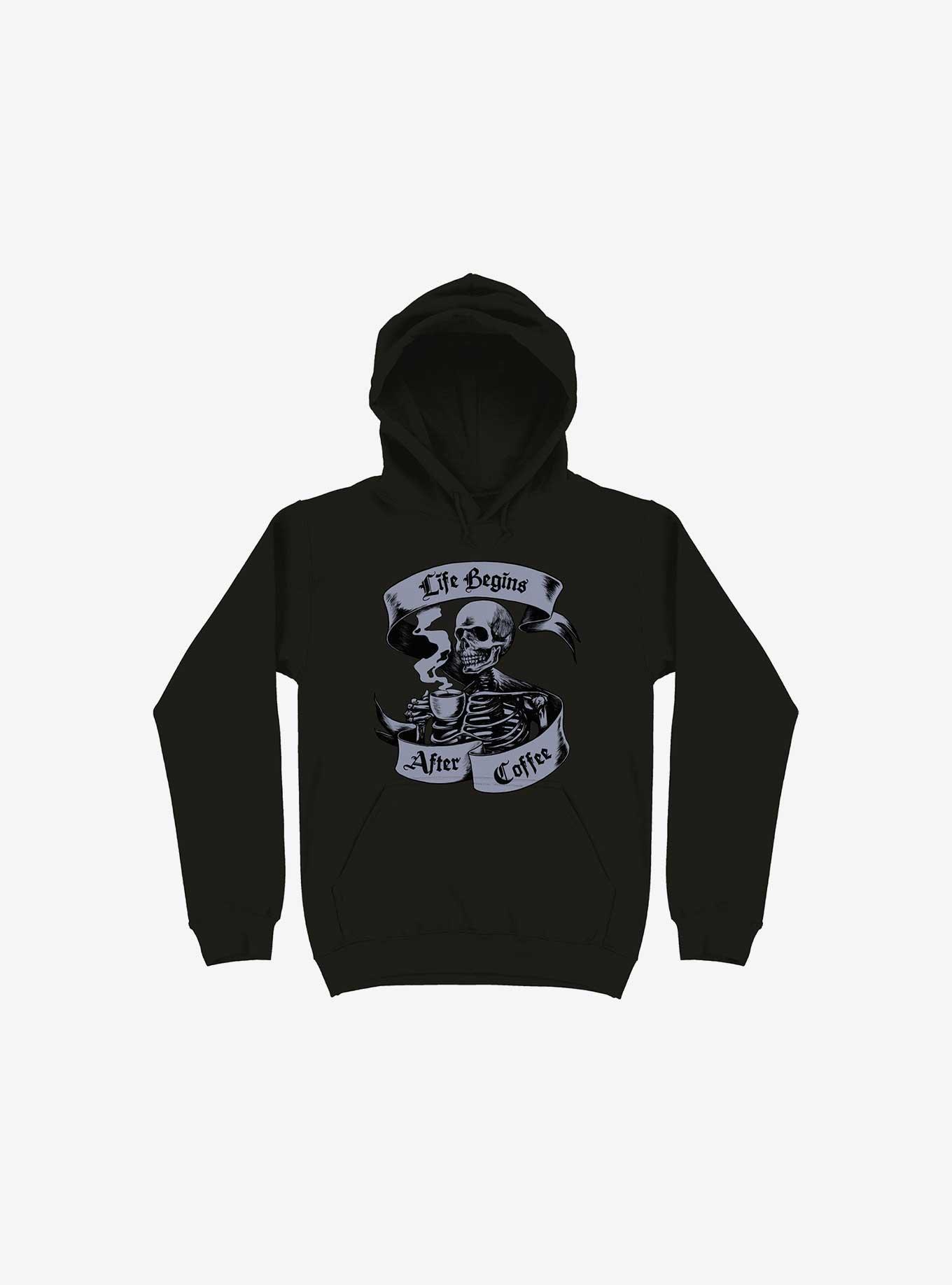 Beans & Bones Coffee Skeleton Black Hoodie, BLACK, hi-res