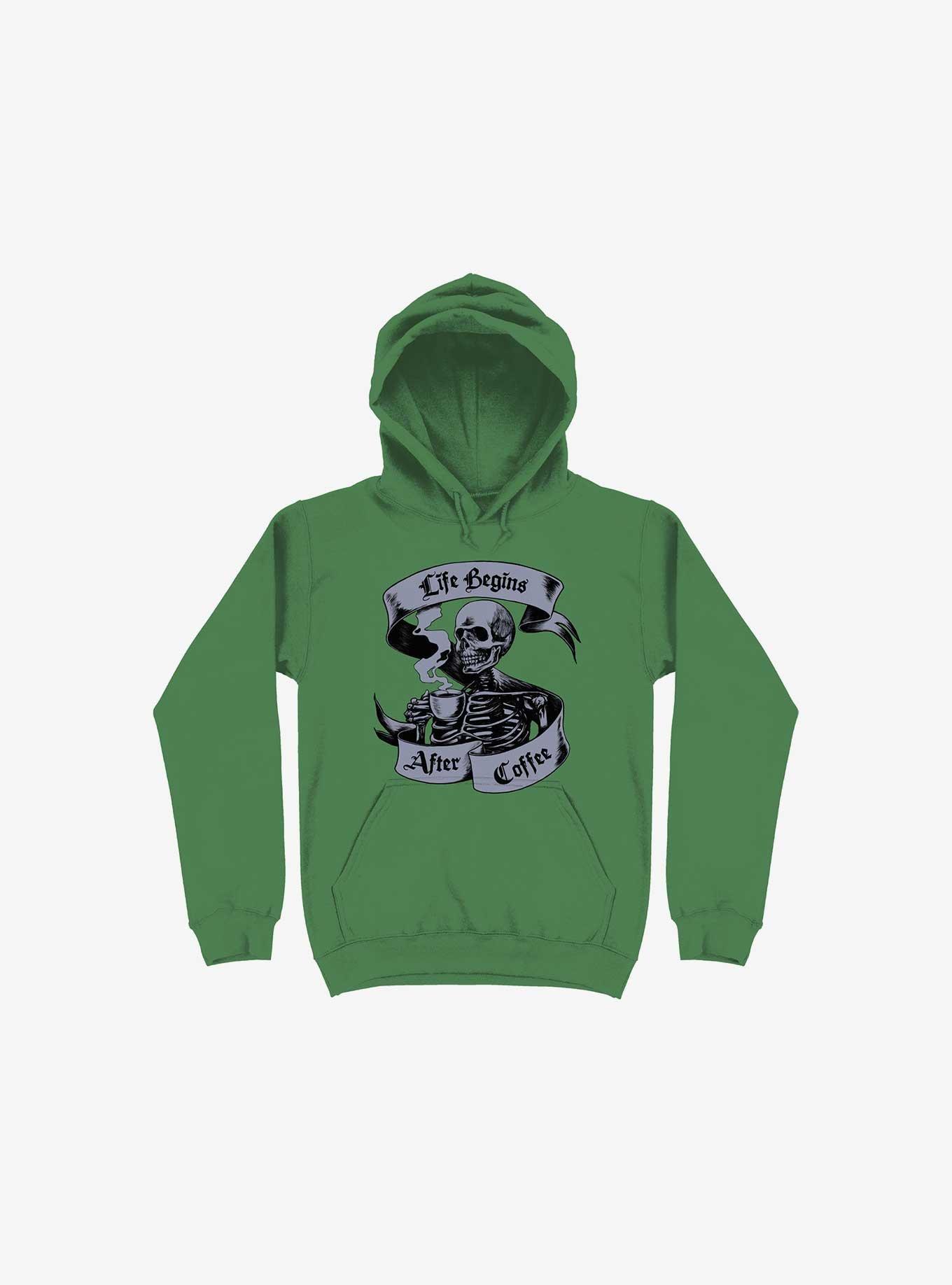 Beans & Bones Coffee Skeleton Kelly Green Hoodie, KELLY GREEN, hi-res