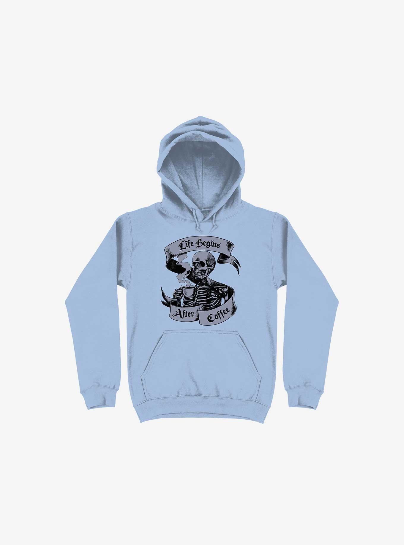 Beans & Bones Coffee Skeleton Light Blue Hoodie, LIGHT BLUE, hi-res