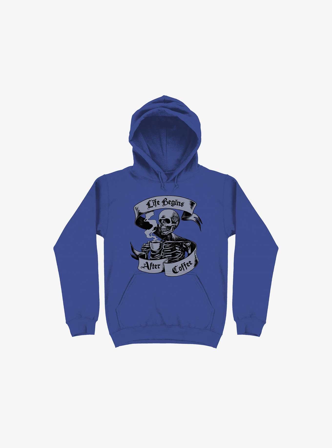 Beans & Bones Coffee Skeleton Royal Blue Hoodie, , hi-res