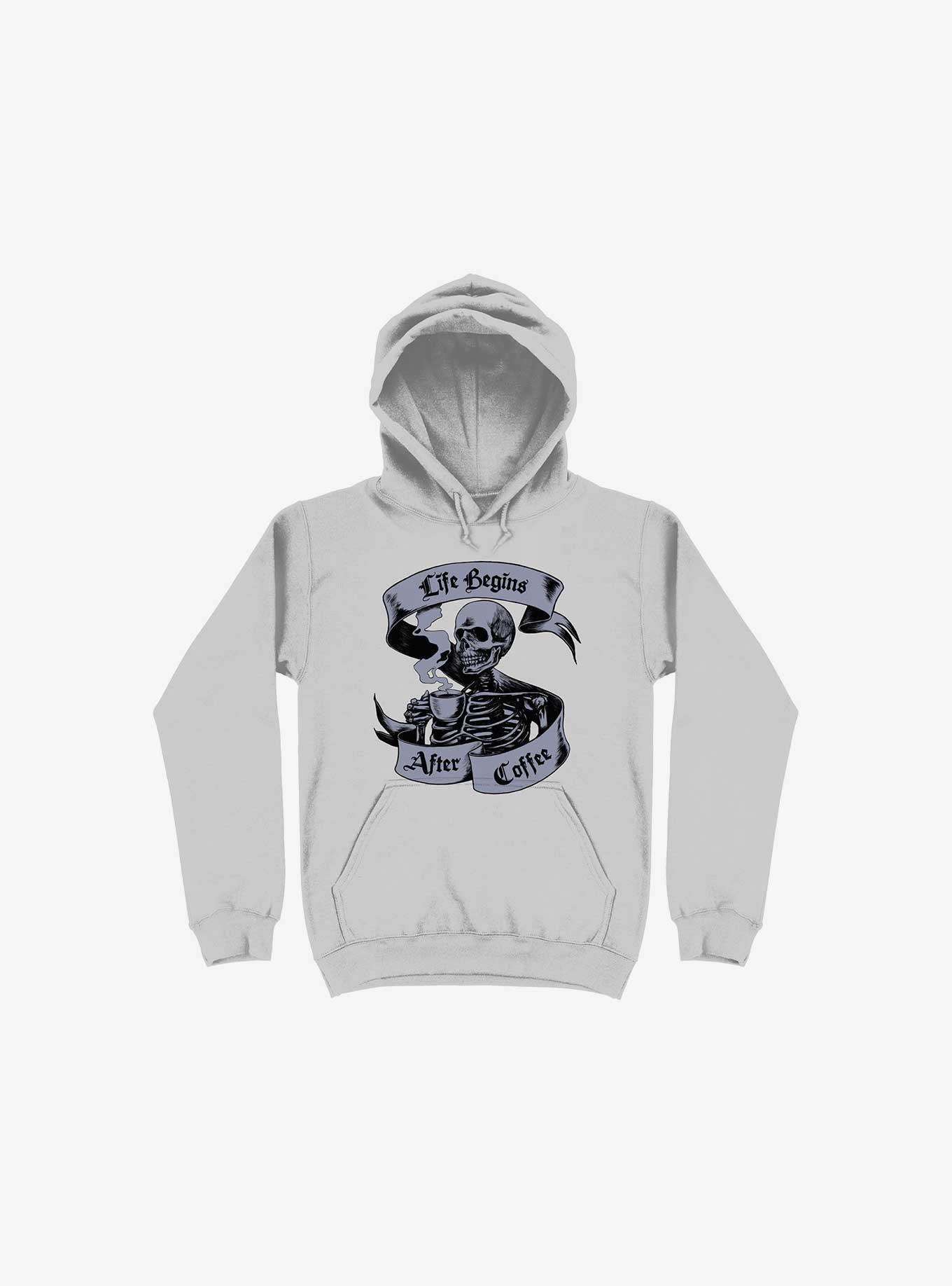 Beans & Bones Coffee Skeleton Silver Hoodie, , hi-res