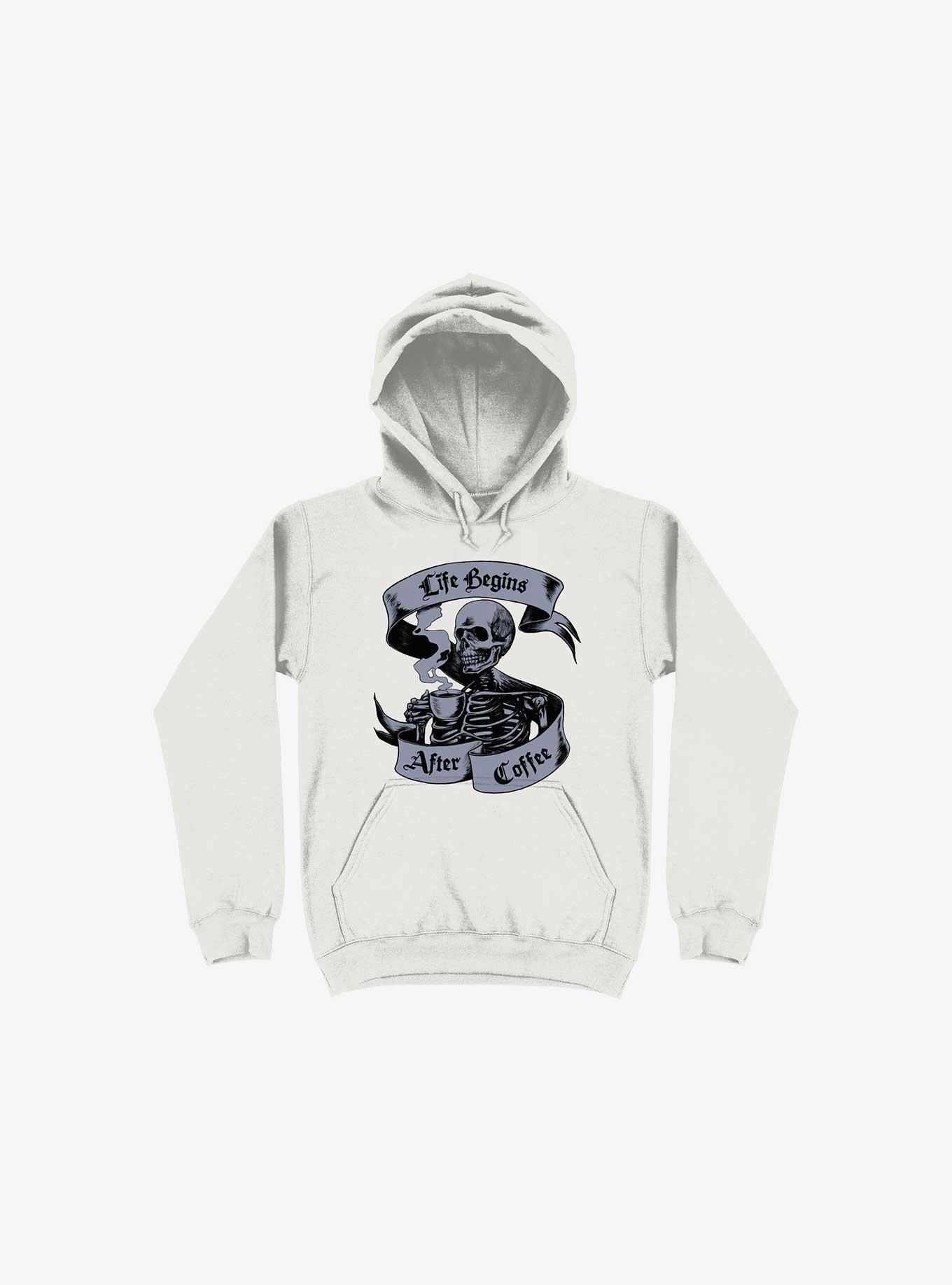 Beans & Bones Coffee Skeleton White Hoodie