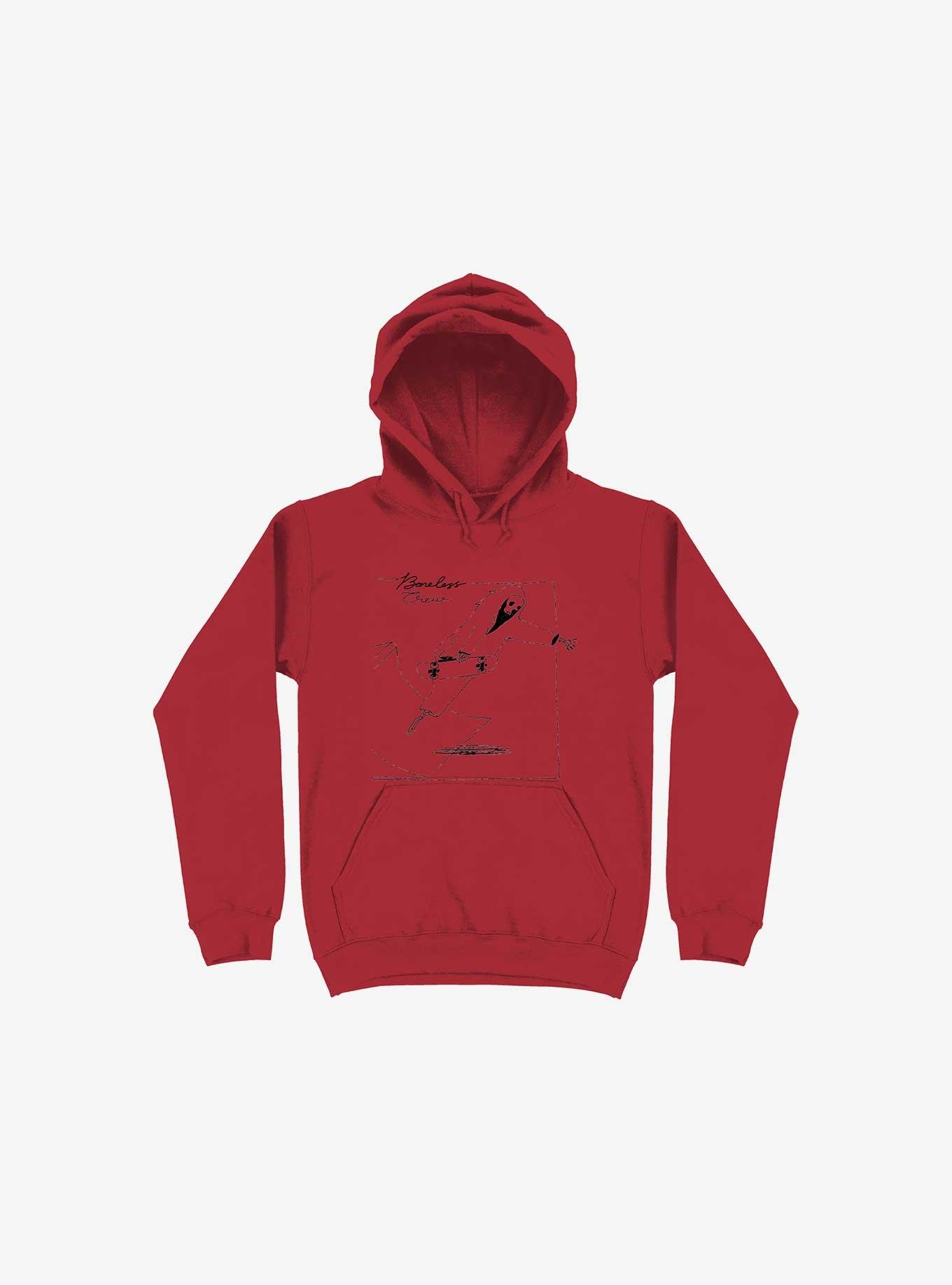 Boneless Crew Skater Skeleton Red Hoodie, RED, hi-res