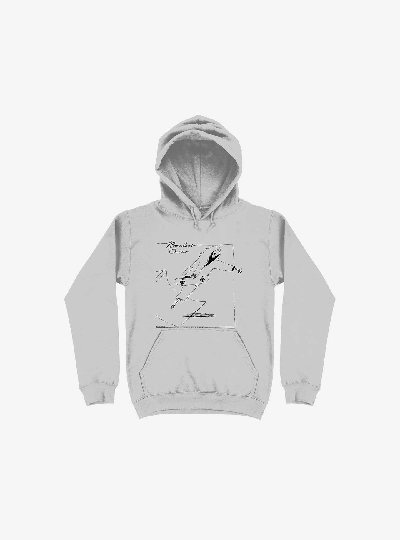 Boneless Crew Skater Skeleton Silver Hoodie, SILVER, hi-res