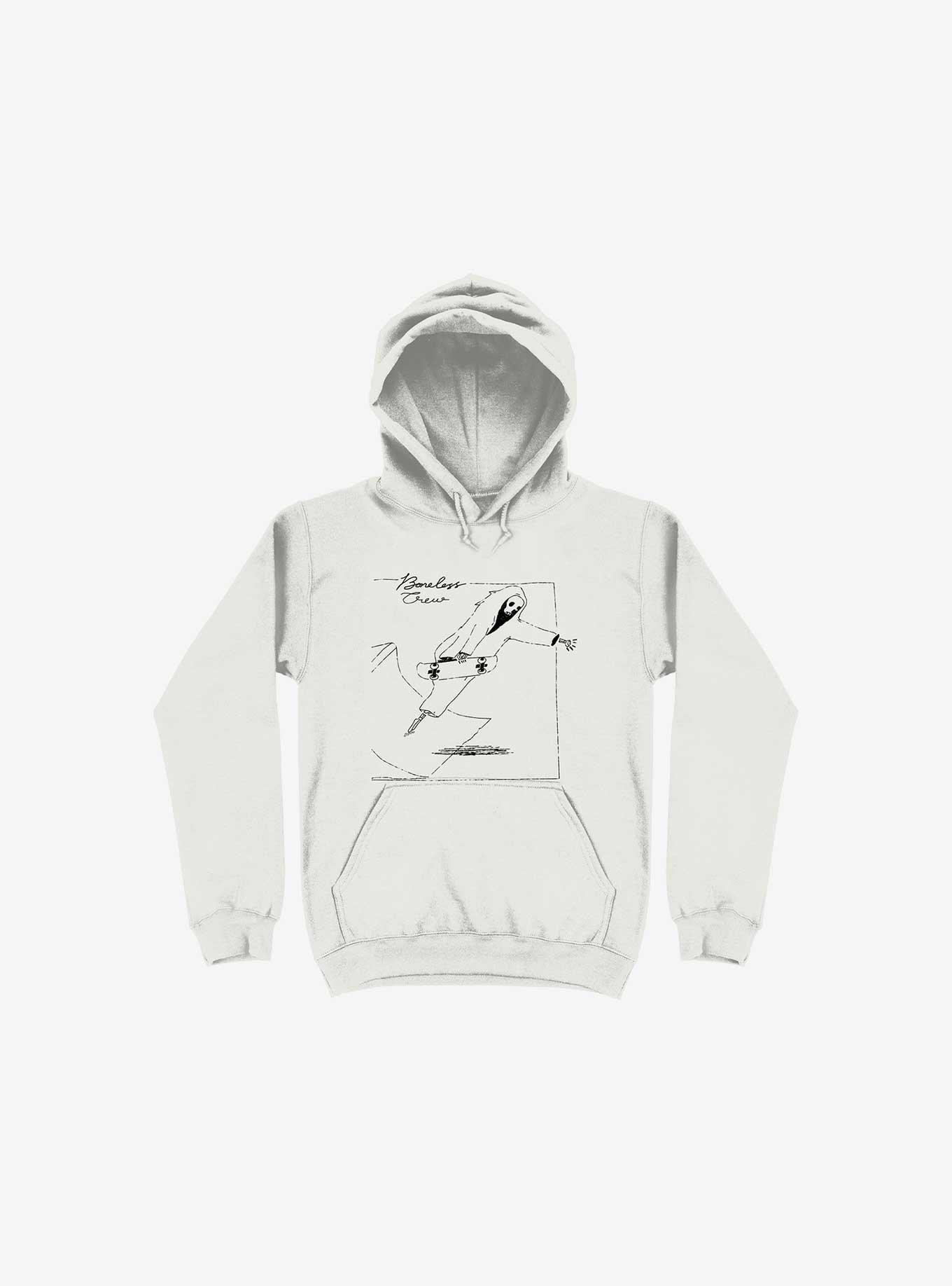 Boneless Crew Skater Skeleton White Hoodie, , hi-res