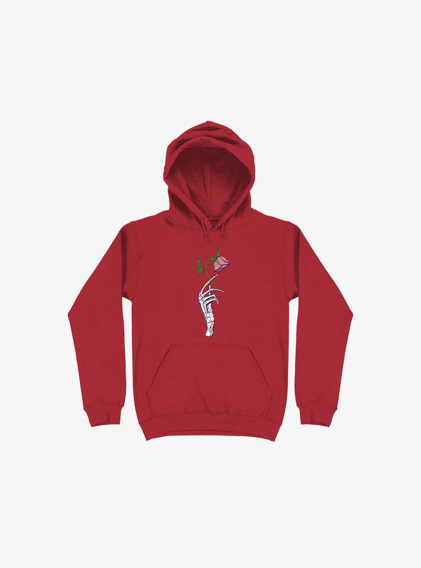 The Dead Rose Skeleton Hand Red Hoodie, , hi-res