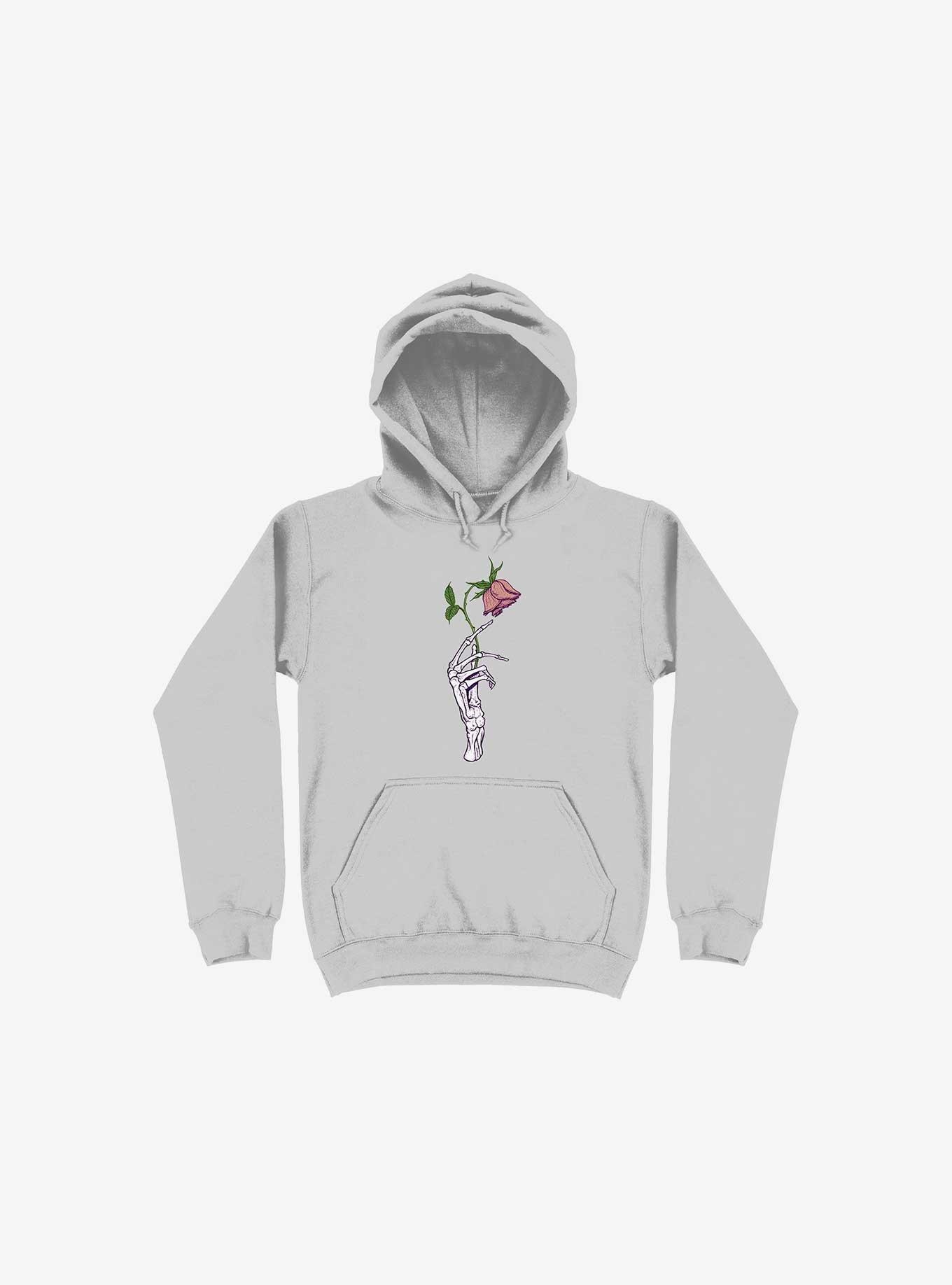The Dead Rose Skeleton Hand Silver Hoodie, SILVER, hi-res