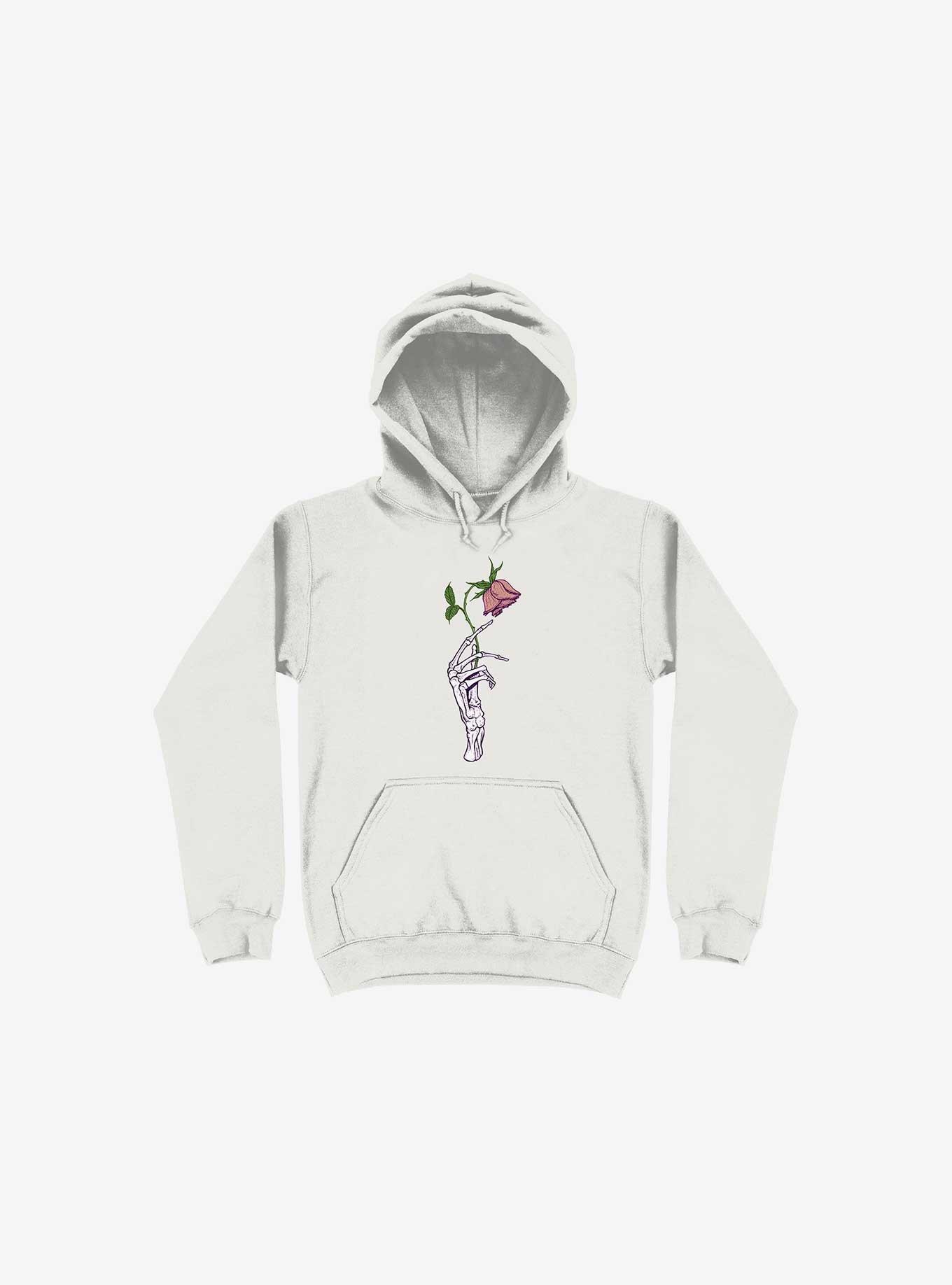 The Dead Rose Skeleton Hand White Hoodie