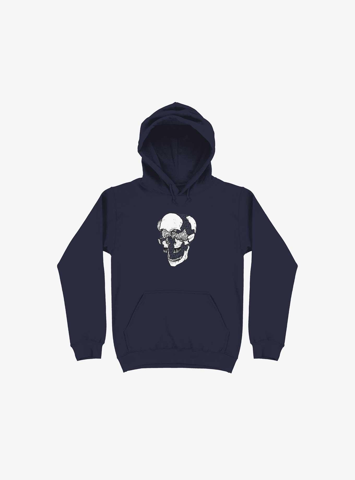 Dynamical Skull Navy Blue Hoodie, , hi-res