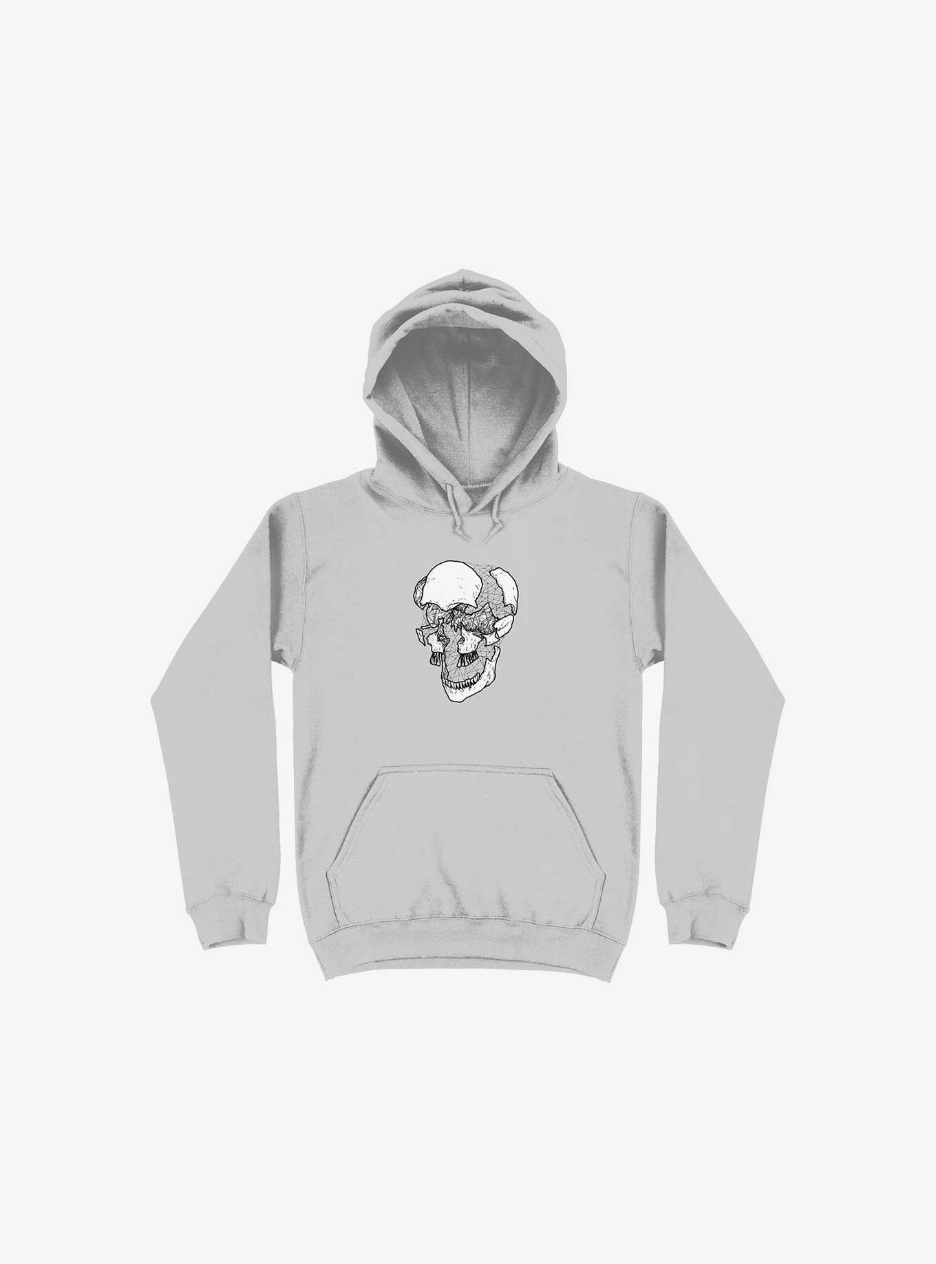Dynamical Skull Silver Hoodie, SILVER, hi-res