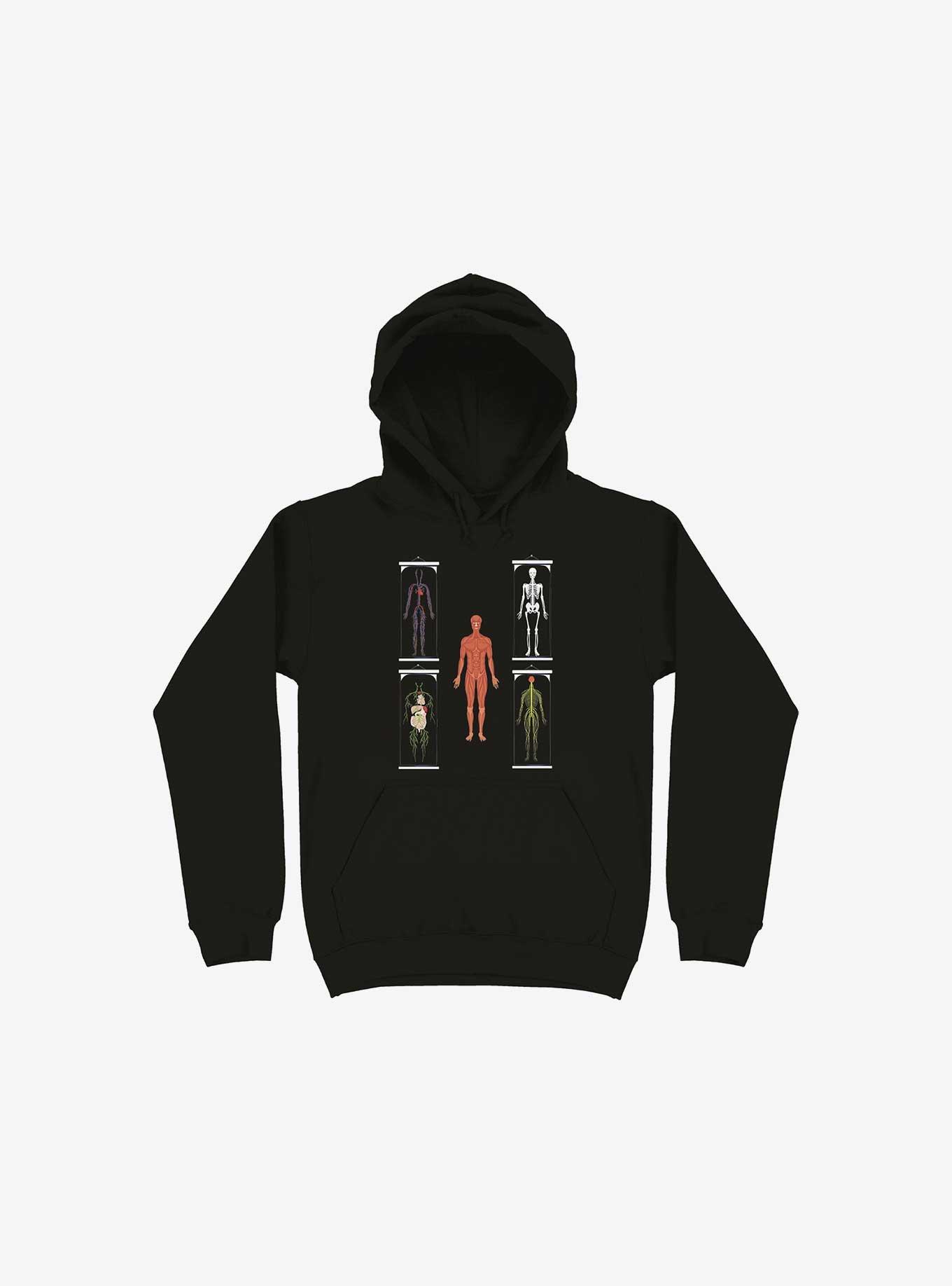 Human Anatomy Black Hoodie, BLACK, hi-res