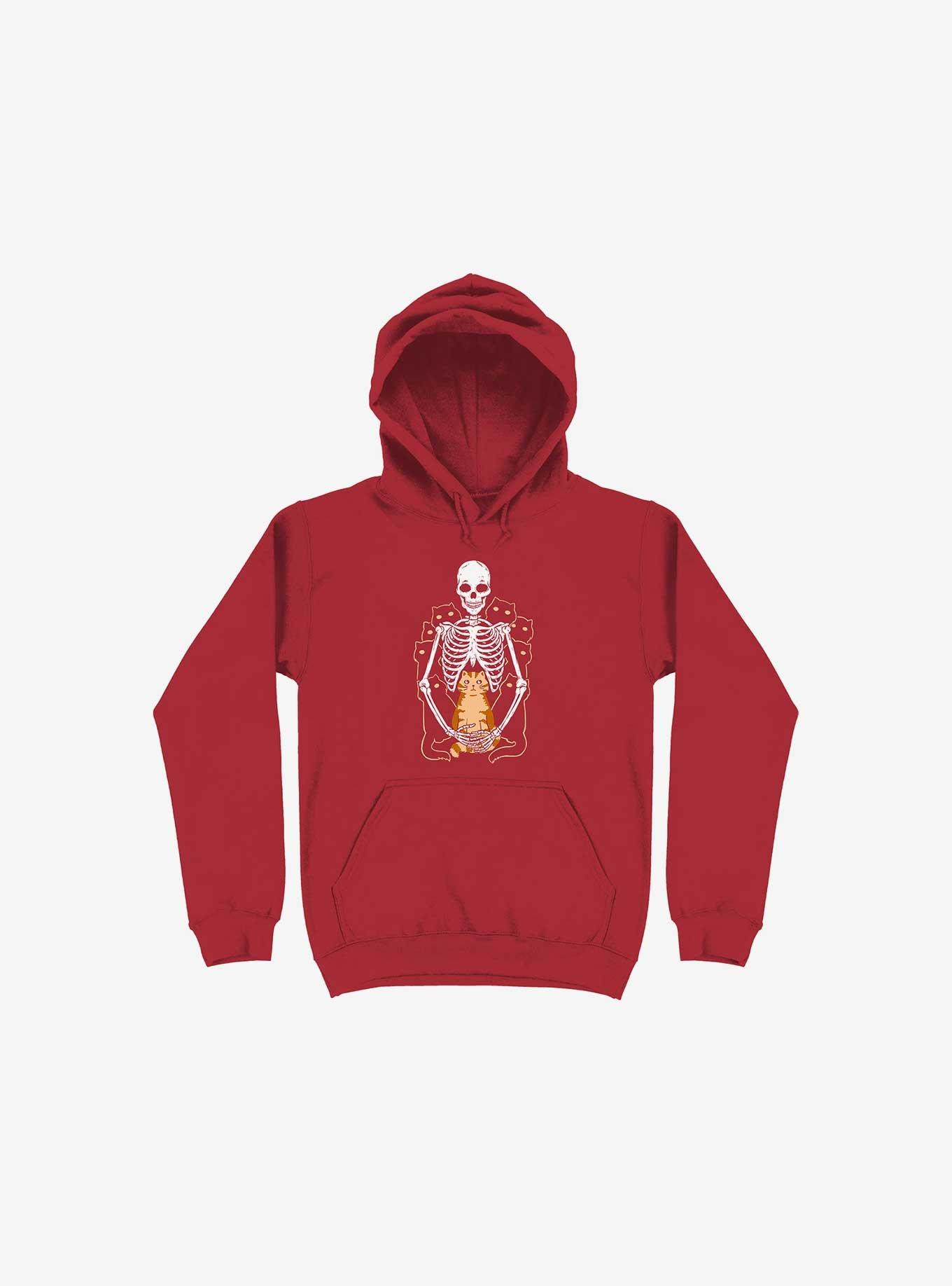 I Wish Was My Cat Skeleton Red Hoodie