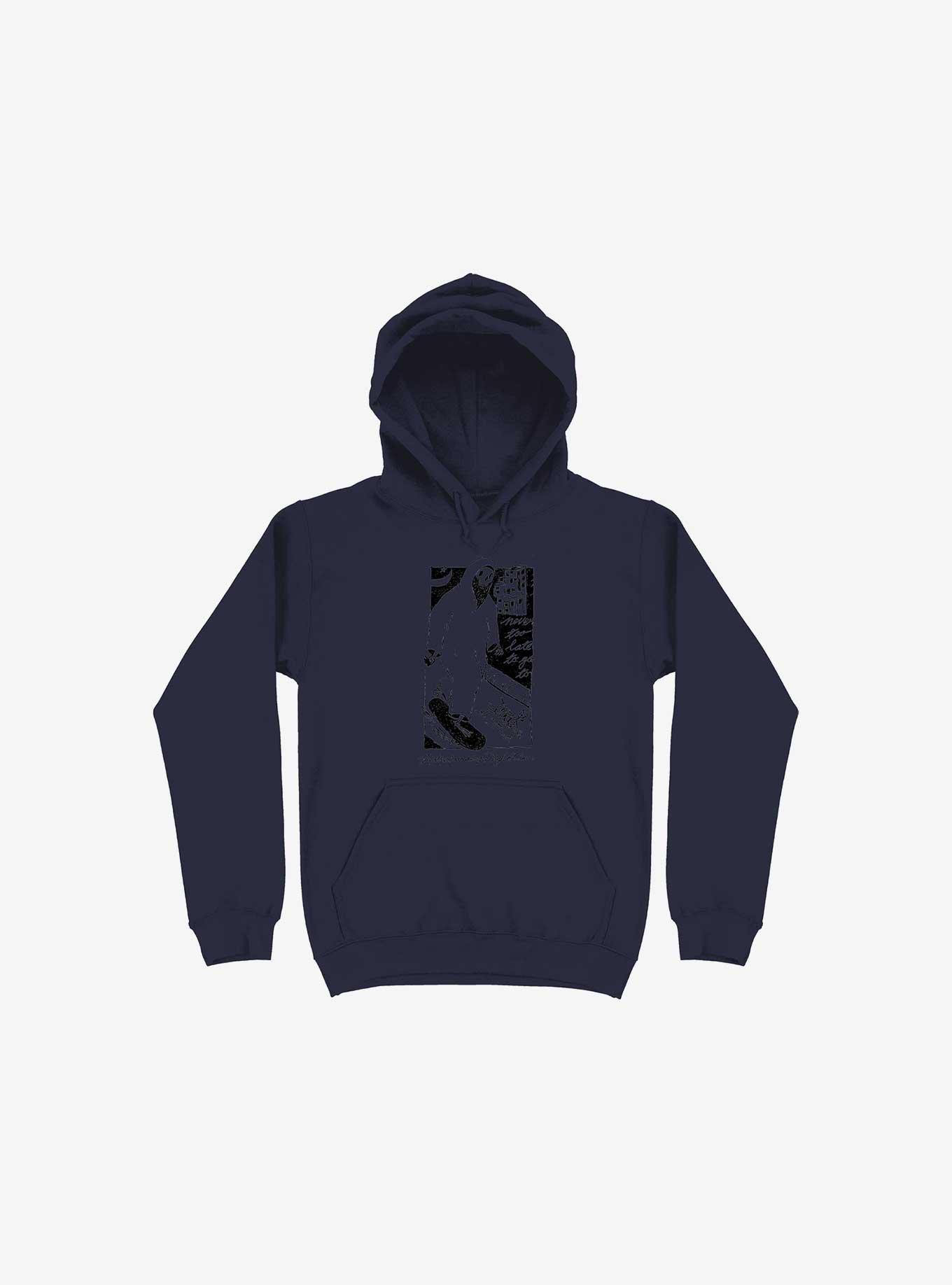 Nightclashh Skateboard Navy Blue Hoodie, NAVY, hi-res