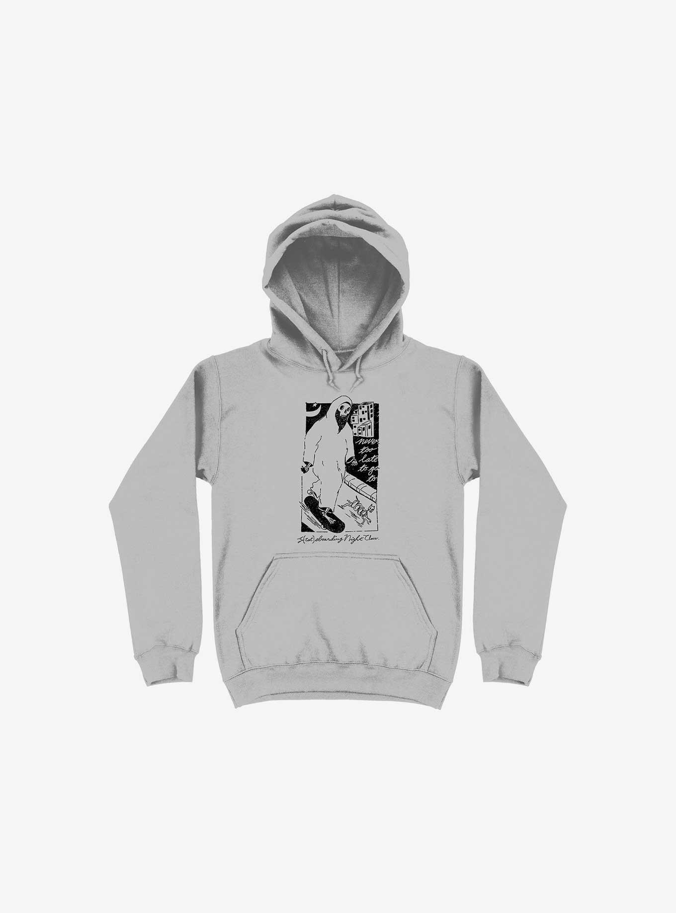 Nightclashh Skateboard Silver Hoodie, SILVER, hi-res