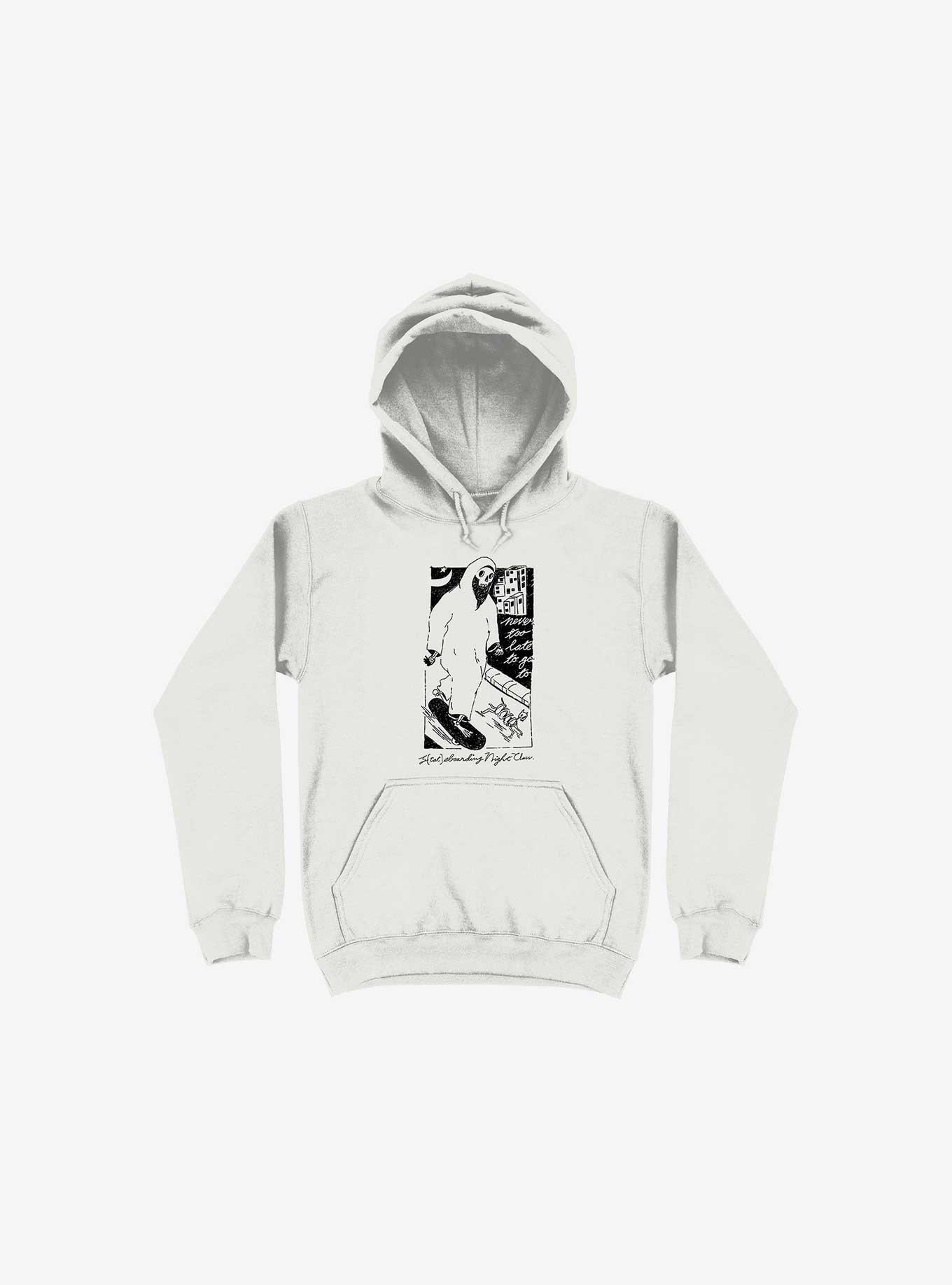 Nightclashh Skateboard White Hoodie, , hi-res