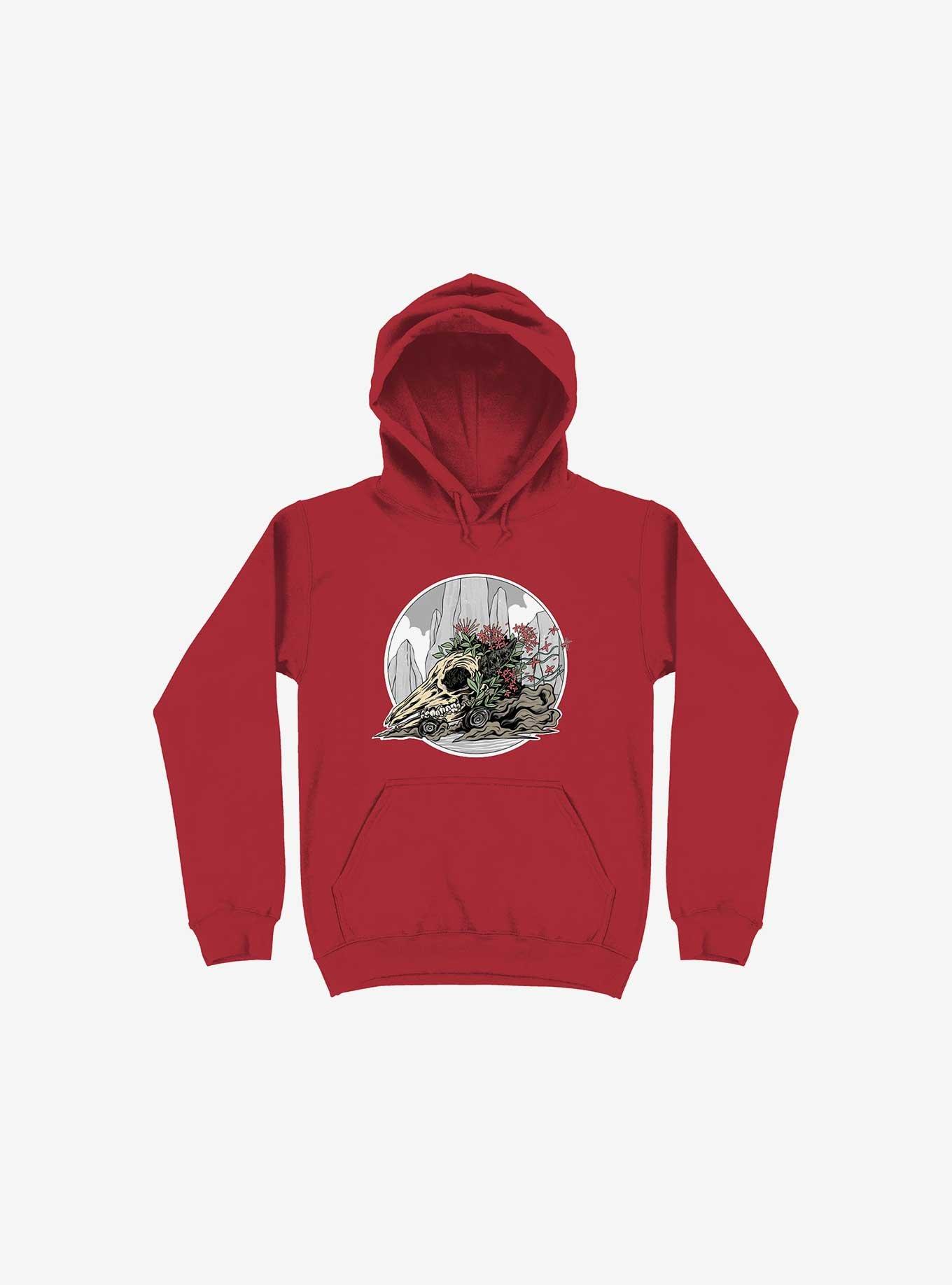 Race The Time Skull Red Hoodie, RED, hi-res