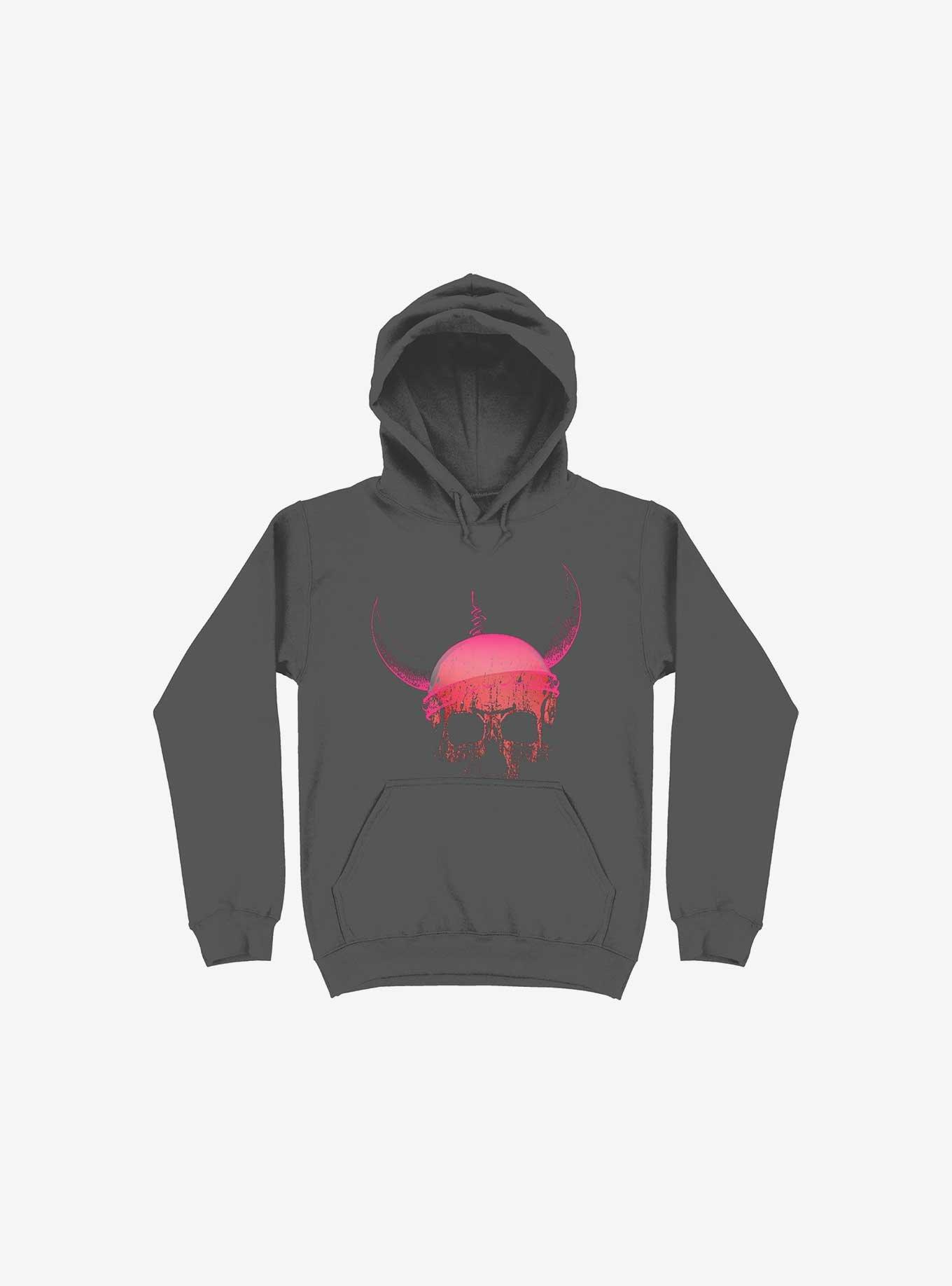 Blood Skull With Viking Helmet Asphalt Grey Hoodie, ASPHALT, hi-res