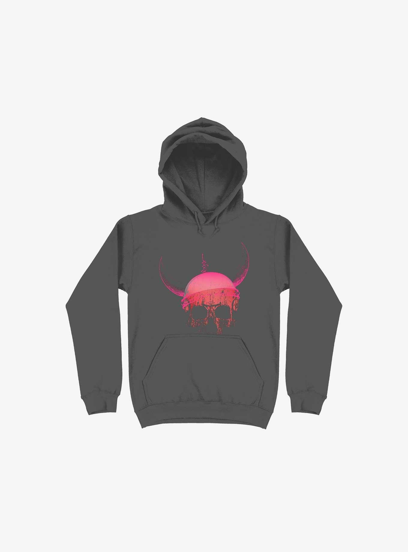 Blood Skull With Viking Helmet Asphalt Grey Hoodie, , hi-res