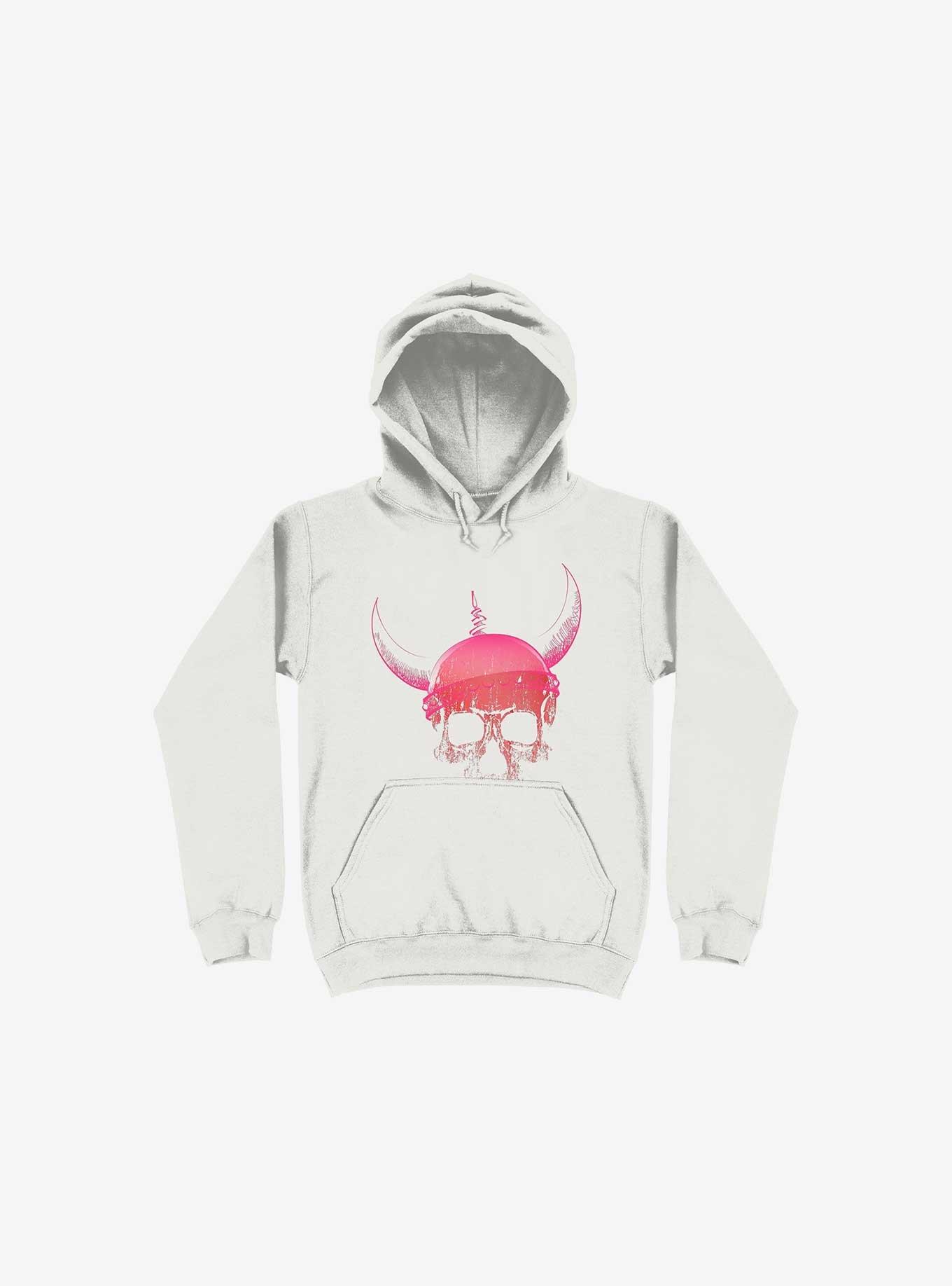 Blood Skull With Viking Helmet White Hoodie, WHITE, hi-res