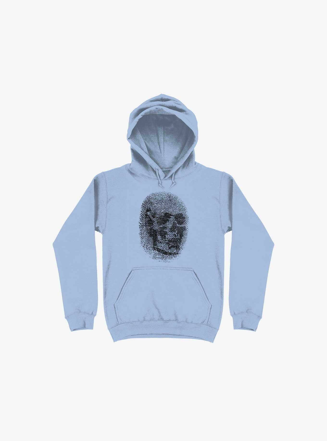 Unique And Equal Skull Fingerprint Light Blue Hoodie, LIGHT BLUE, hi-res