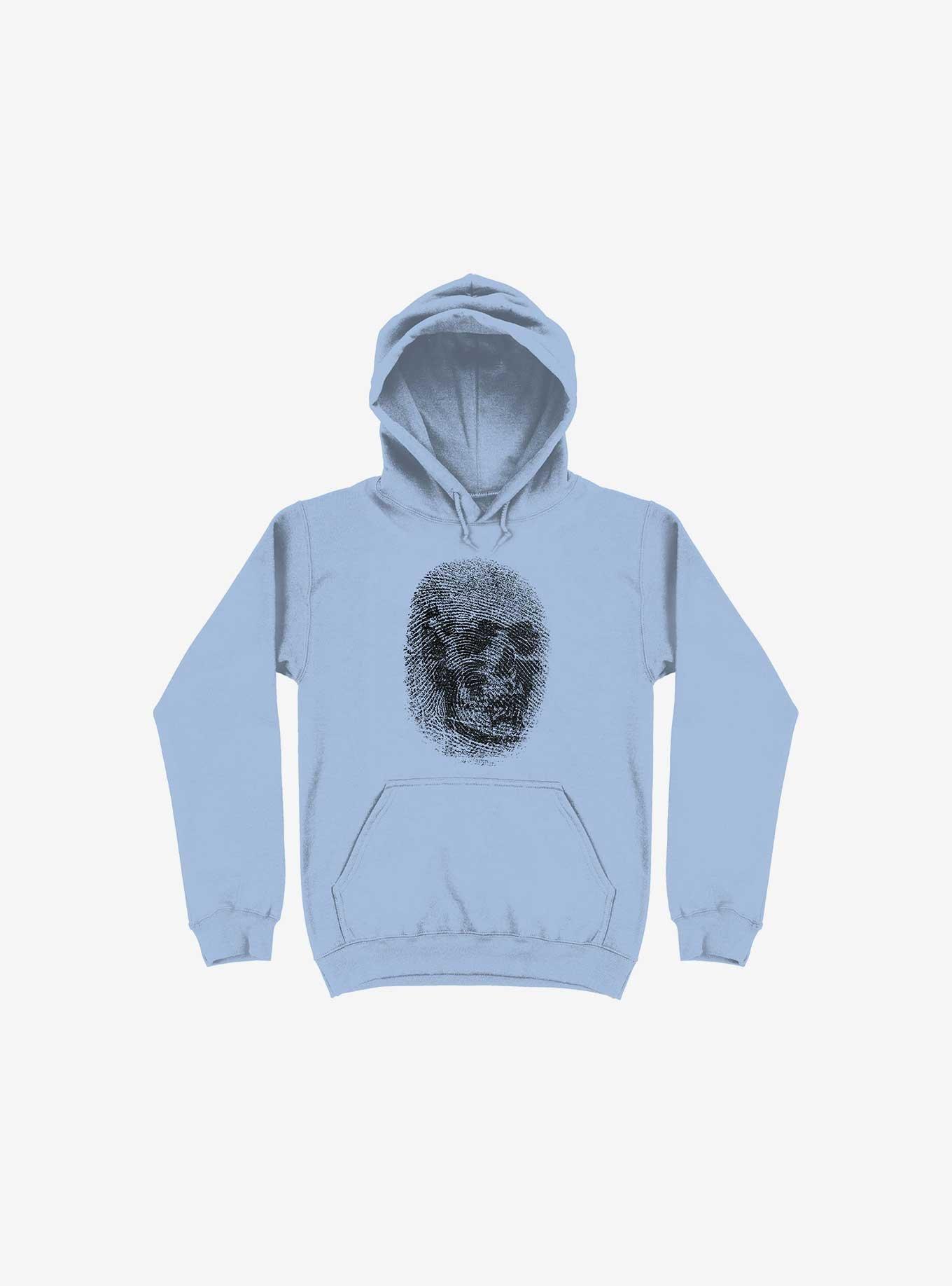 Unique And Equal Skull Fingerprint Light Blue Hoodie, LIGHT BLUE, hi-res