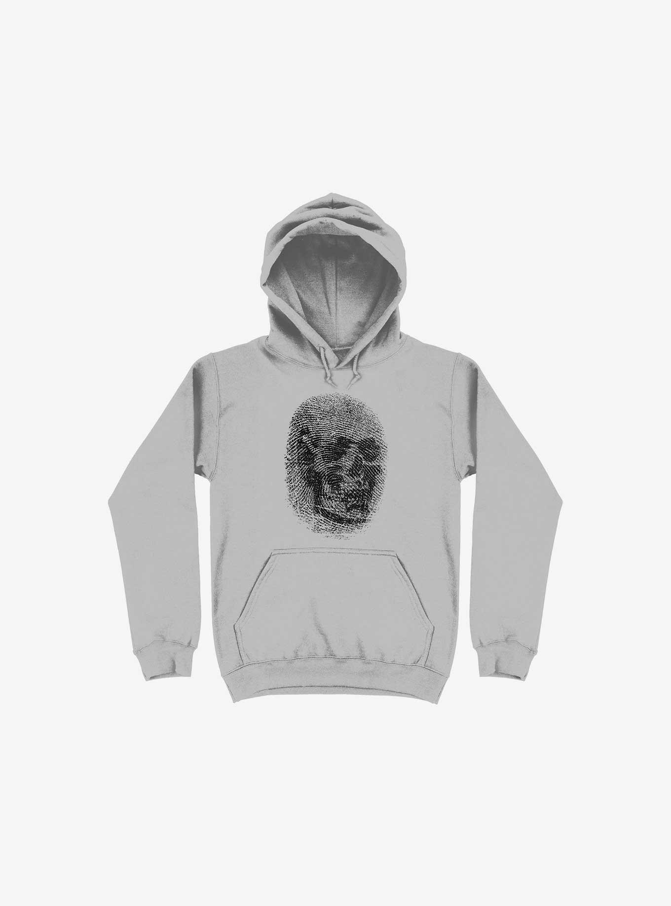 Unique And Equal Skull Fingerprint Silver Hoodie, , hi-res