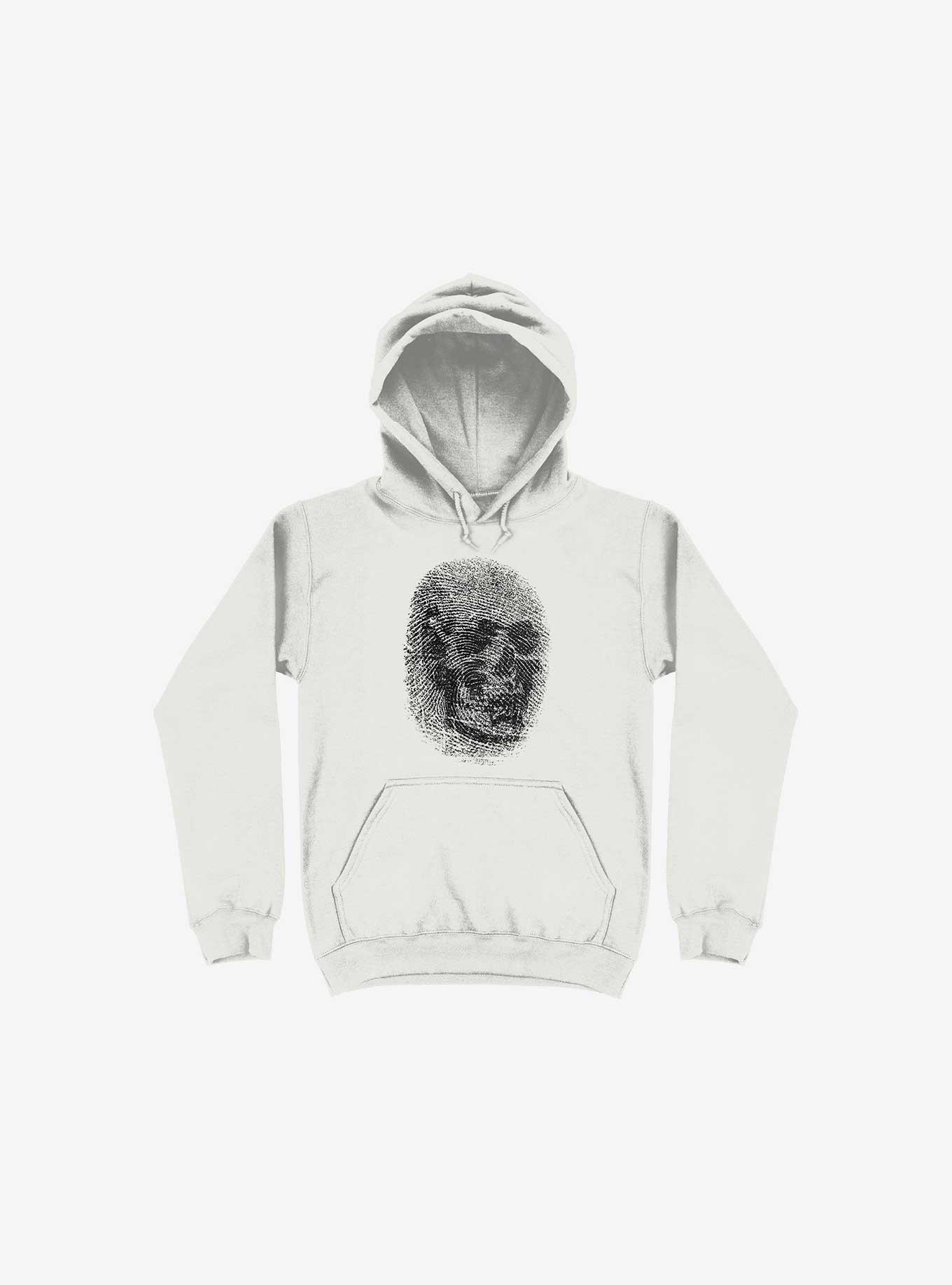 Unique And Equal Skull Fingerprint White Hoodie