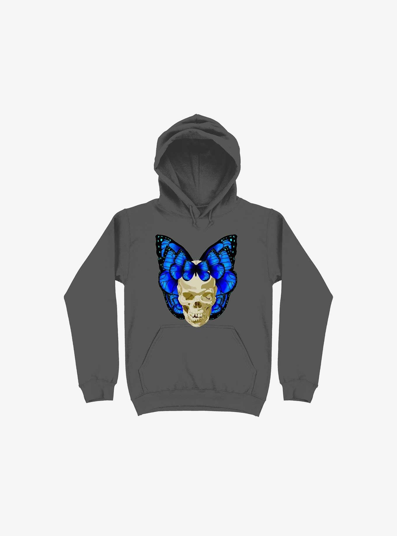 Wings Of Death Butterfly Skull Asphalt Grey Hoodie, , hi-res