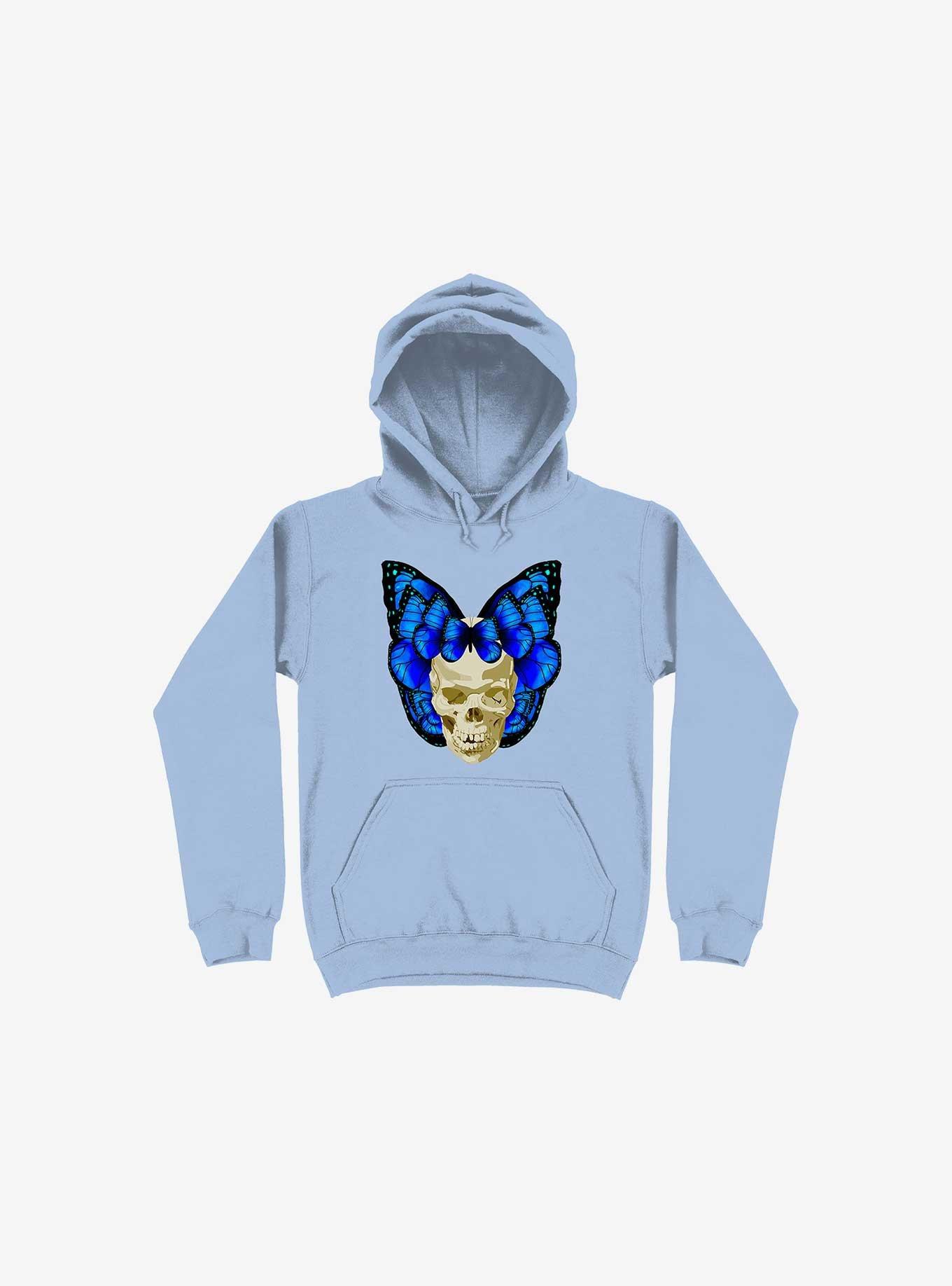 Wings Of Death Butterfly Skull Light Blue Hoodie, , hi-res