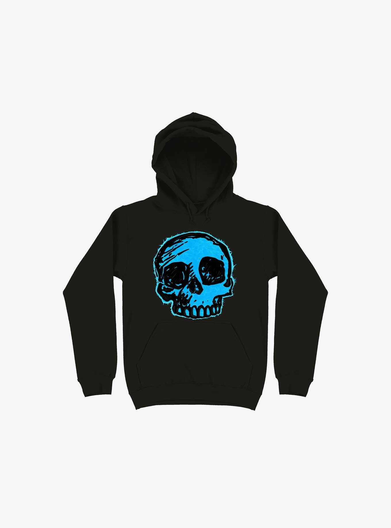 Blue Skull Black Hoodie, , hi-res