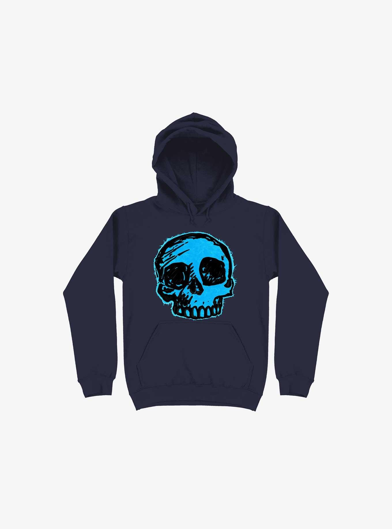 Blue Skull Navy Blue Hoodie, , hi-res