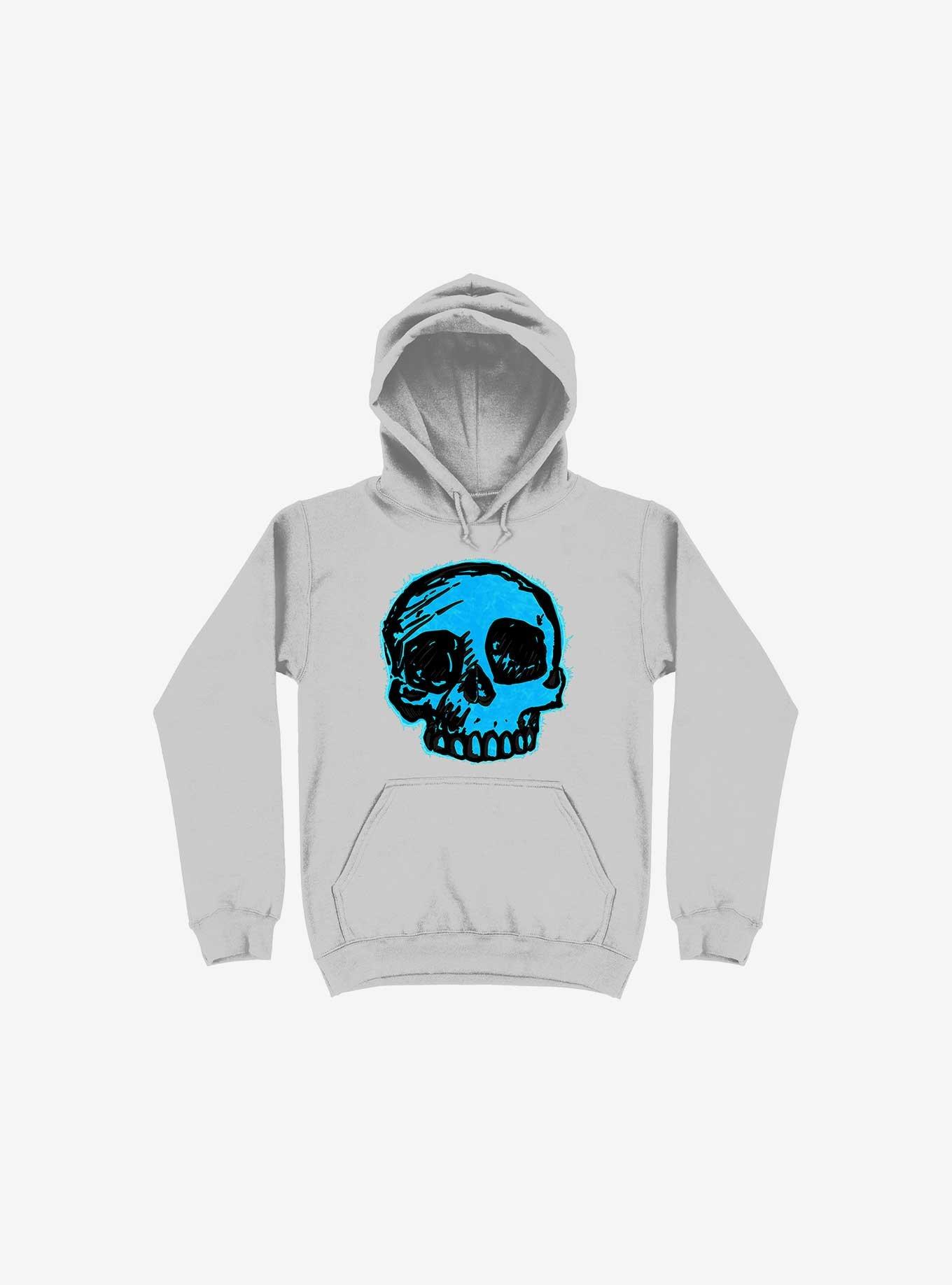 Blue Skull Silver Hoodie, SILVER, hi-res