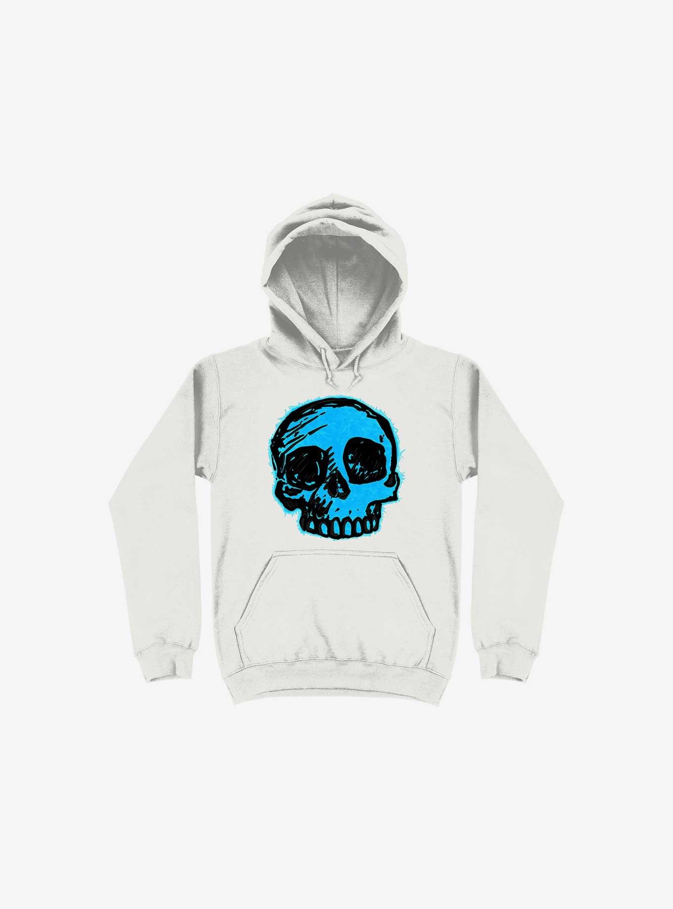 Blue Skull White Hoodie, , hi-res