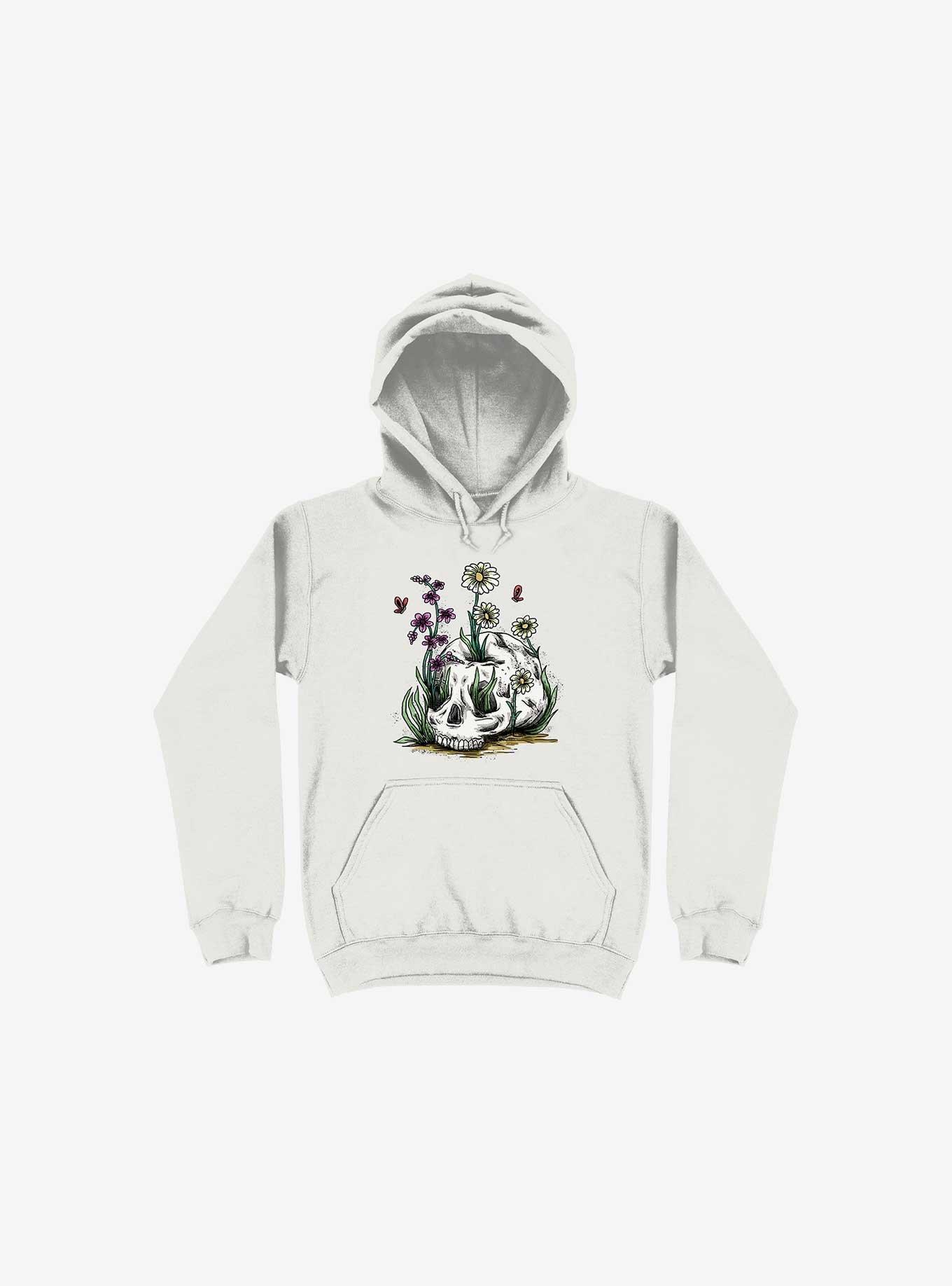 Growth Skull White Hoodie, WHITE, hi-res