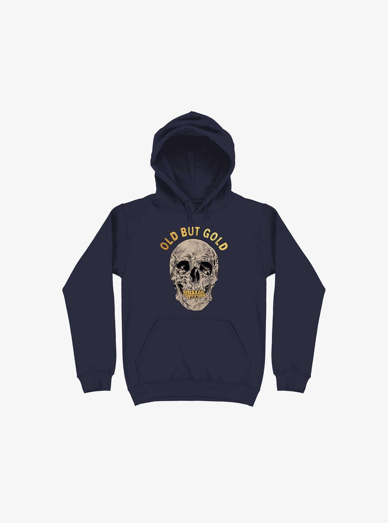 Old But Gold Skull Navy Blue Hoodie, NAVY, hi-res