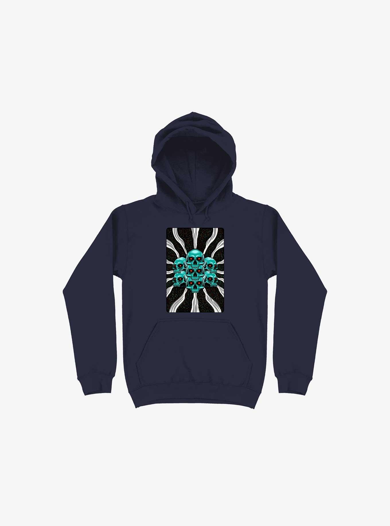 Pile Of Bones Skull Navy Blue Hoodie, , hi-res