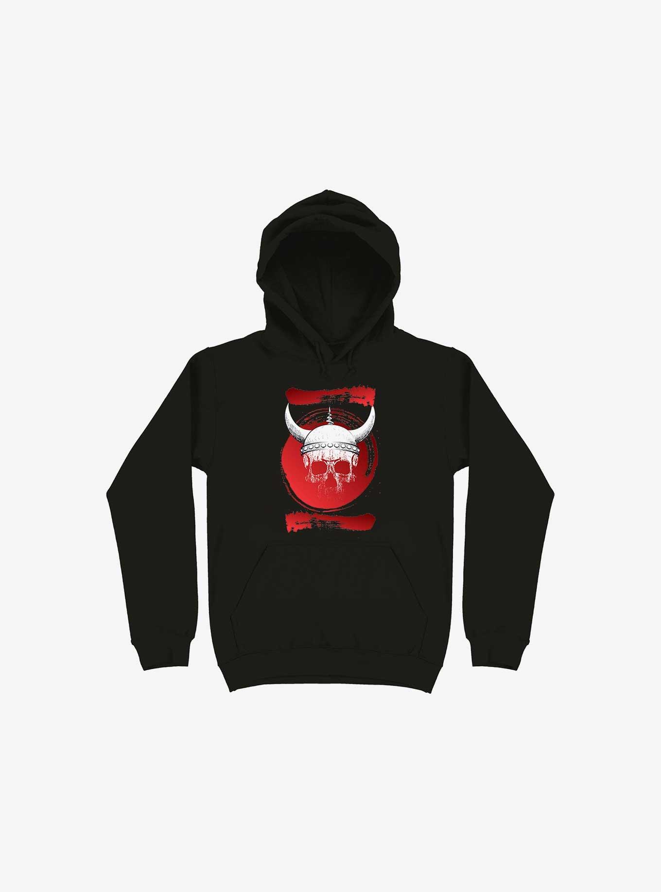 White Trippy Viking Helmet In Smears Black Hoodie, BLACK, hi-res